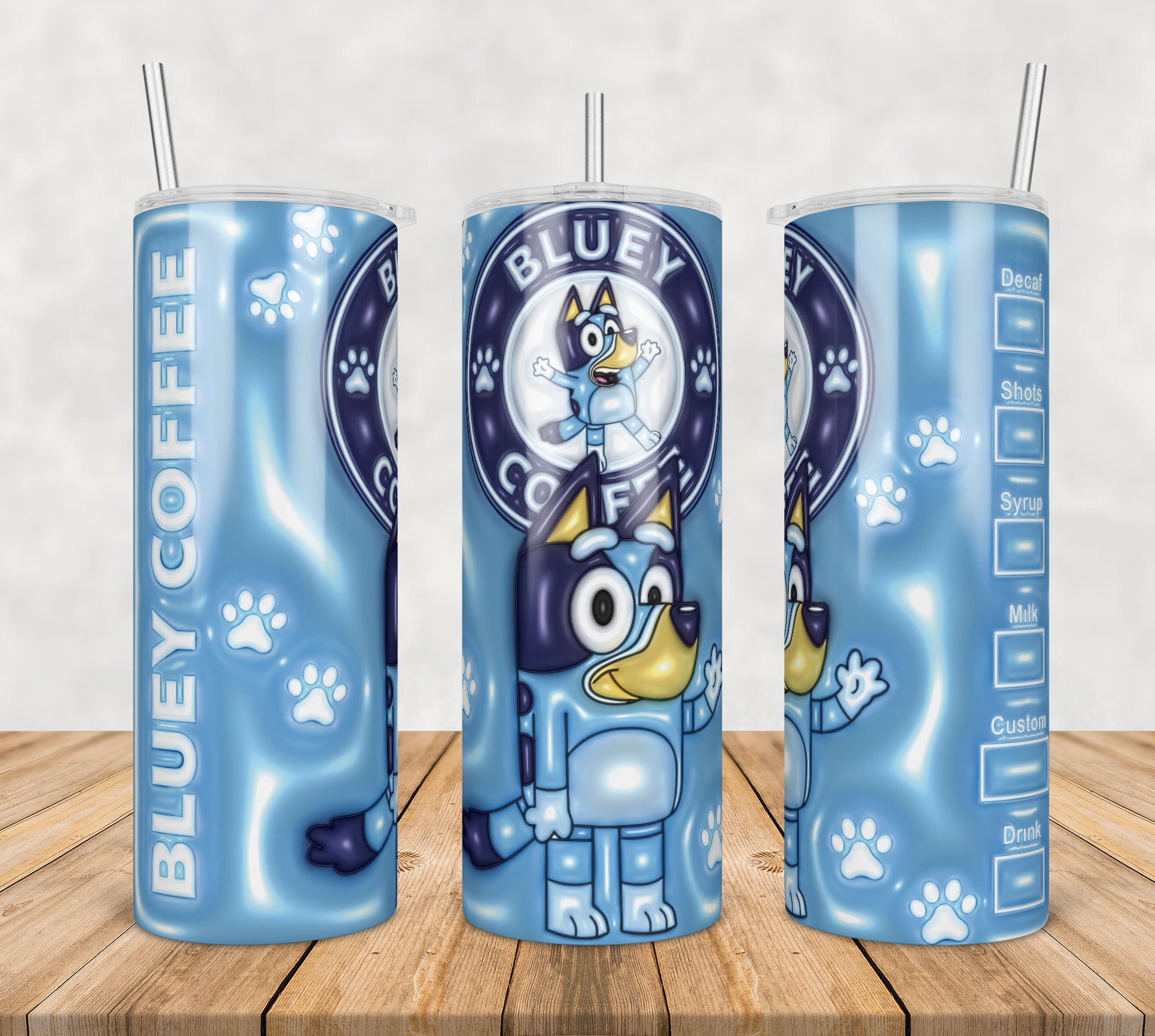 Bluey Tumbler Warp Png, 3D Inflated Cartoon Tumbler Png, SG10072311