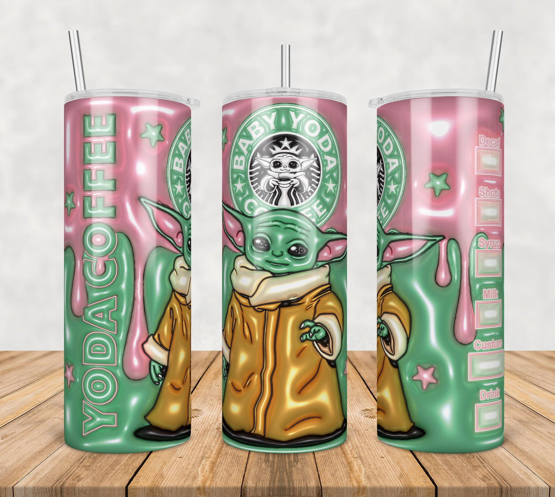 Baby Yoda Inflated 3D Tumbler Wrap Png, SG10072399