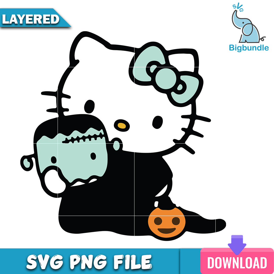 Cute Hello kitty witch halloween, halloween png, svg, Digital download