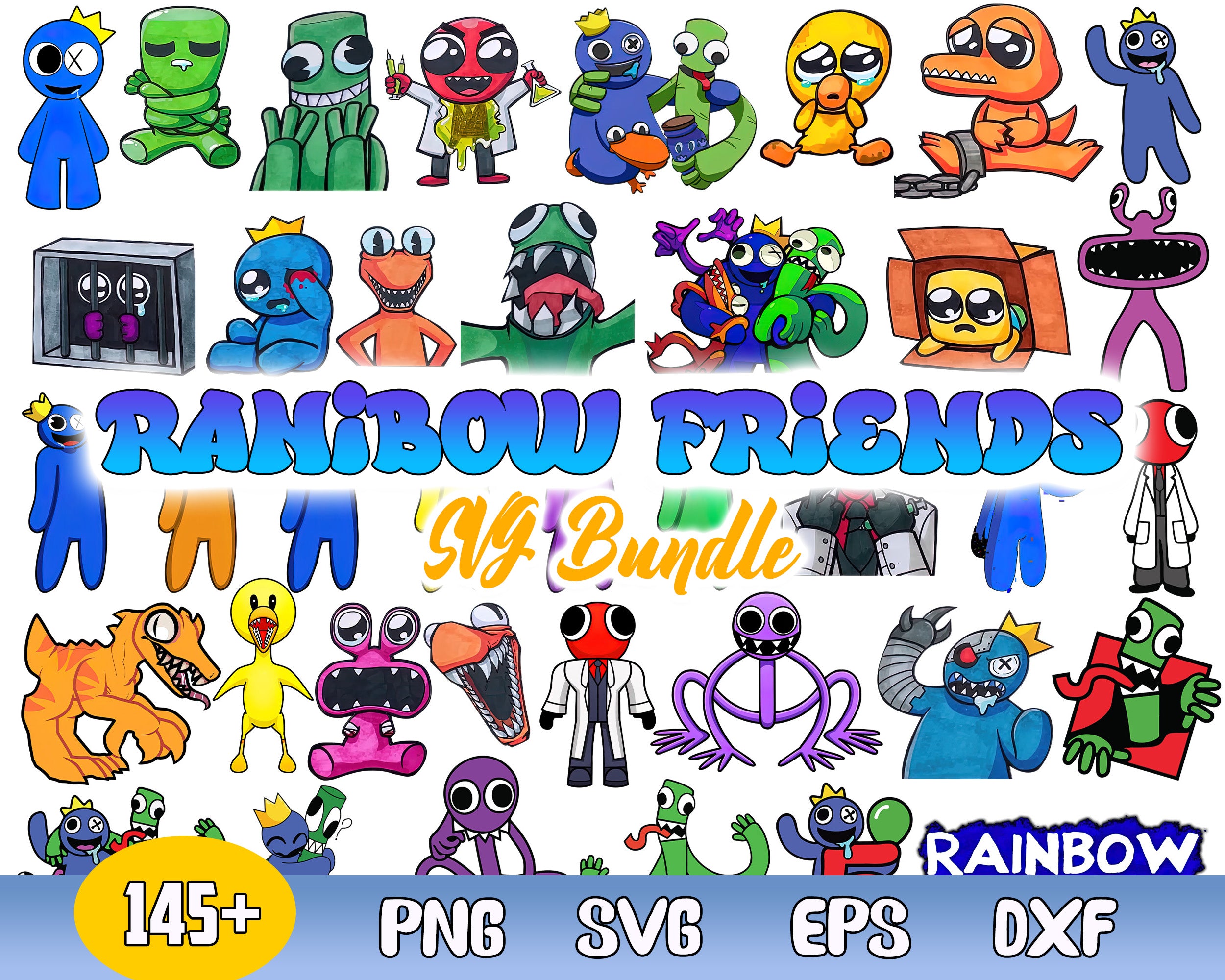 145+ Rainbow friends SVG, Rainbow friends PNG, Sublimation, Transfer
