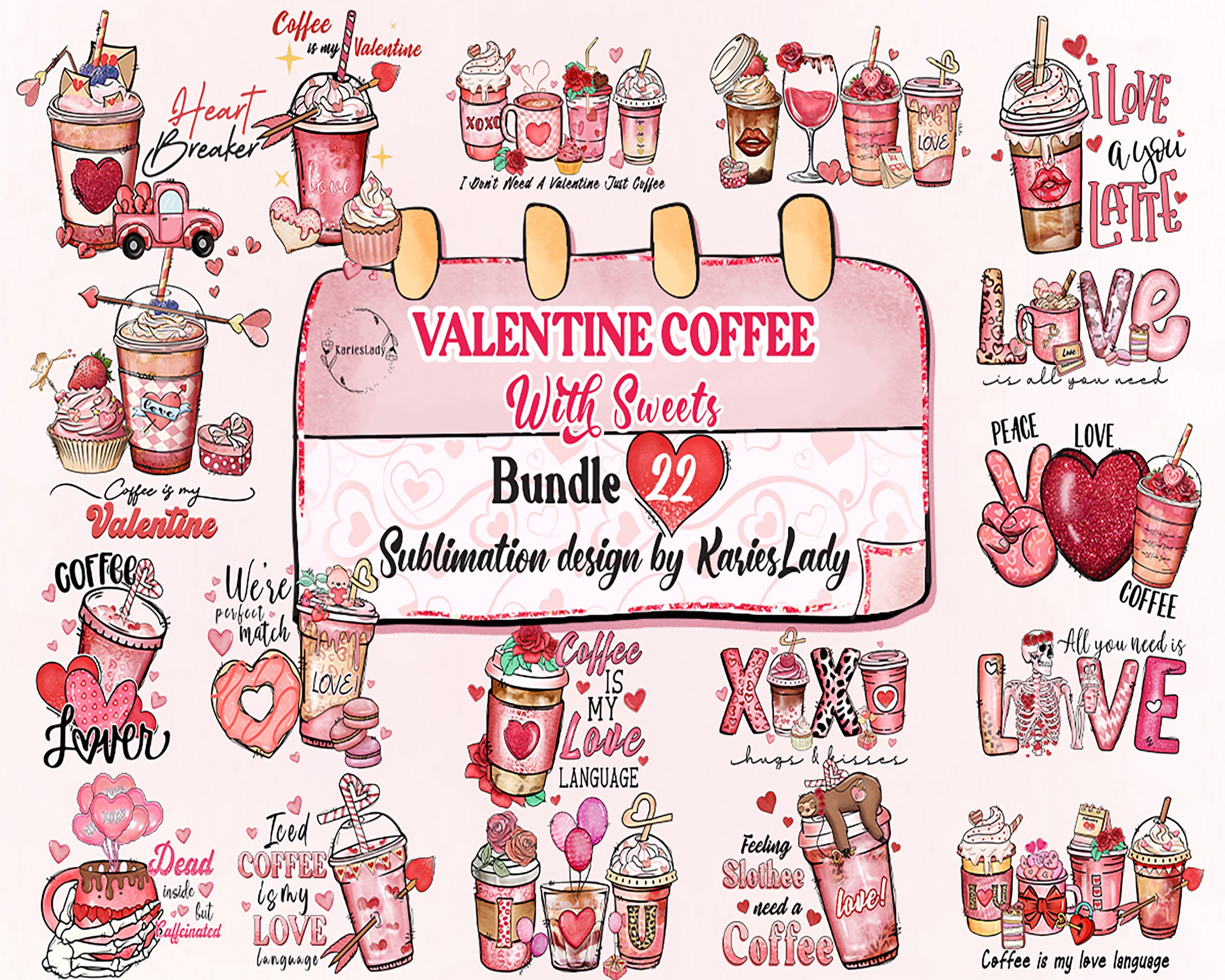 Coffee is My Valentine Sign pink Valentine Coffee Bar 