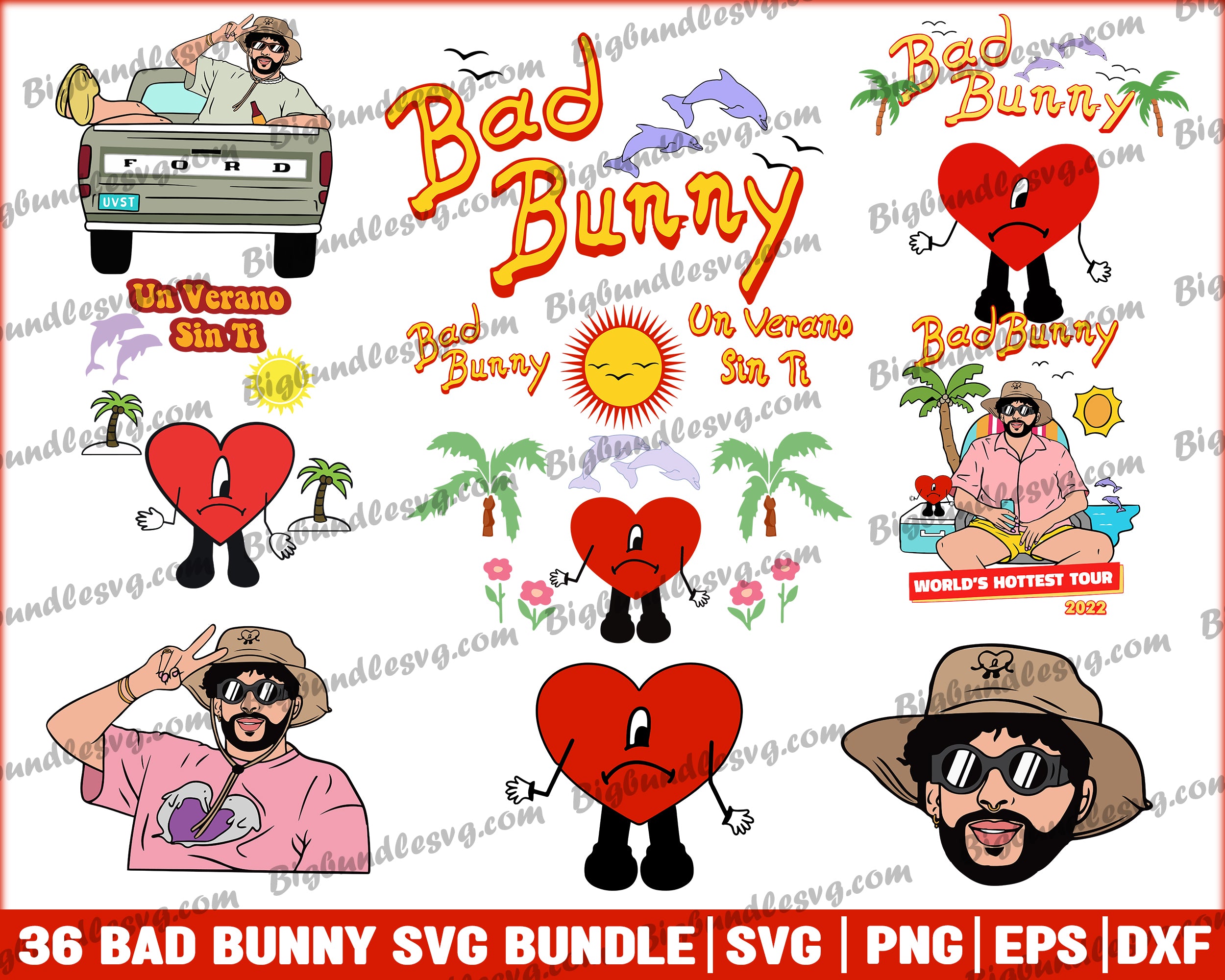 Bad Bunny Bundle SVG PNG, Layered, Un Verano Sin Ti, Digital Files