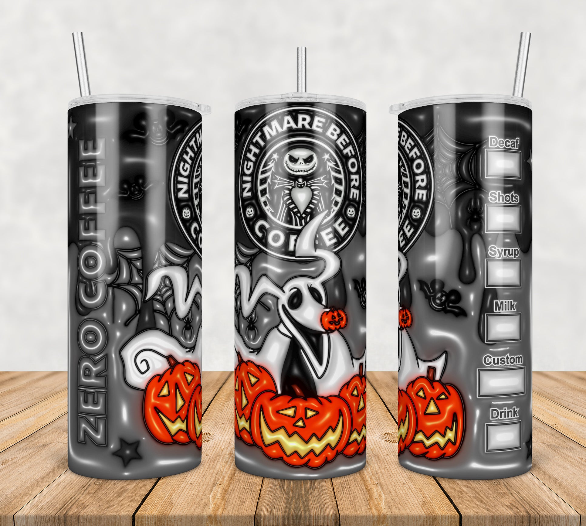 Nightmare Before Christmas Zero Inflated 3D Tumbler Wrap Png, SG100723100