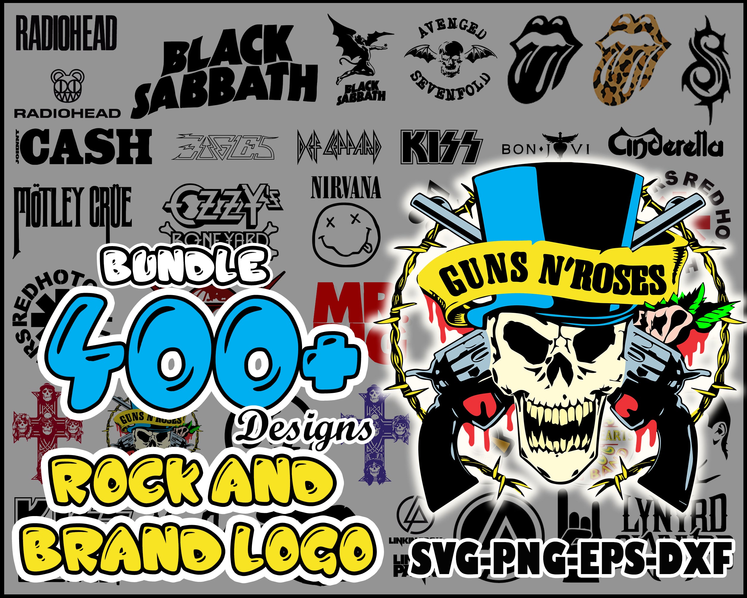 400+ Rock Band Logo SVG Bundle - Instant download