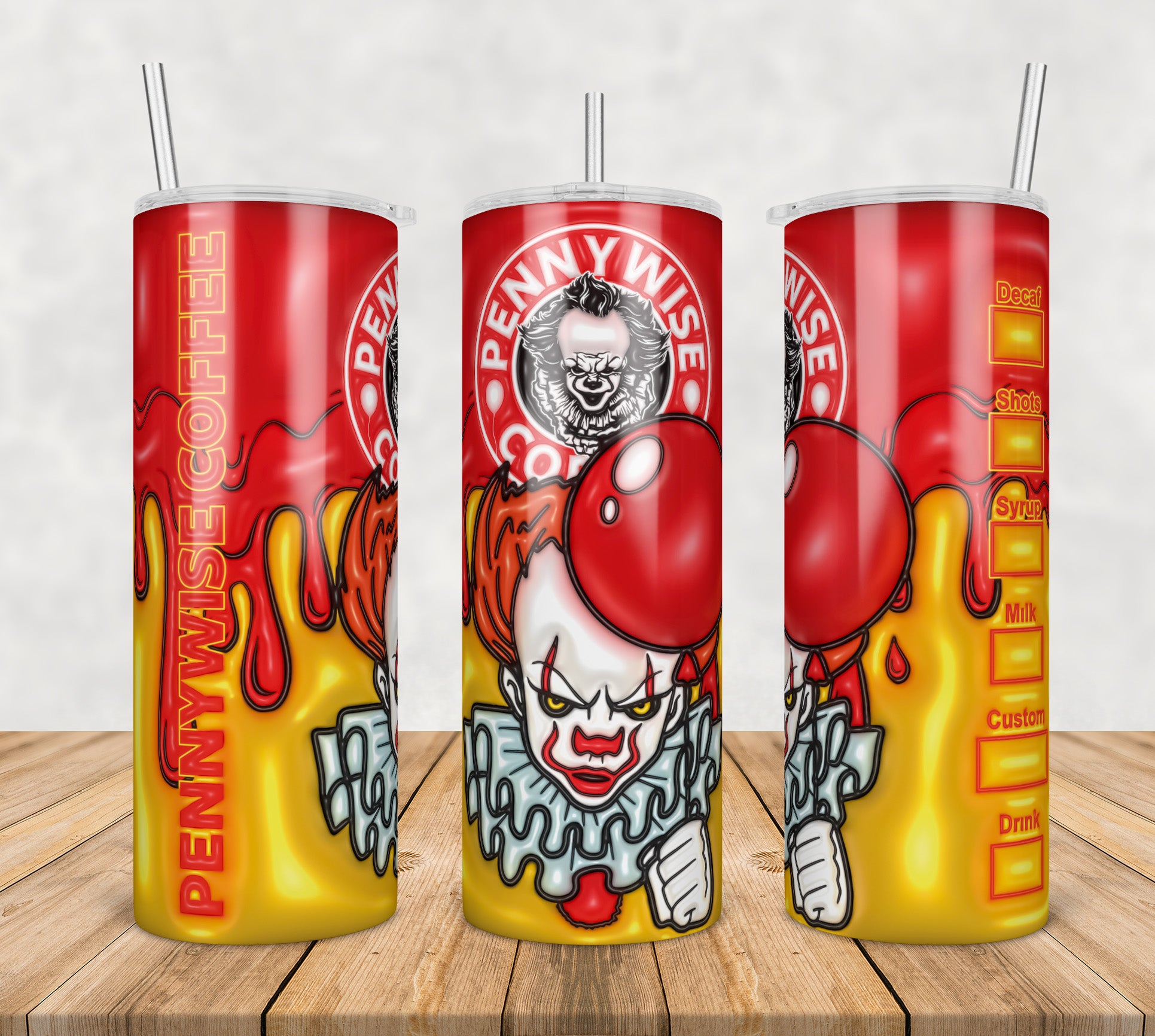 Pennywise Inflated 3D Tumbler Wrap Png, SG10072358