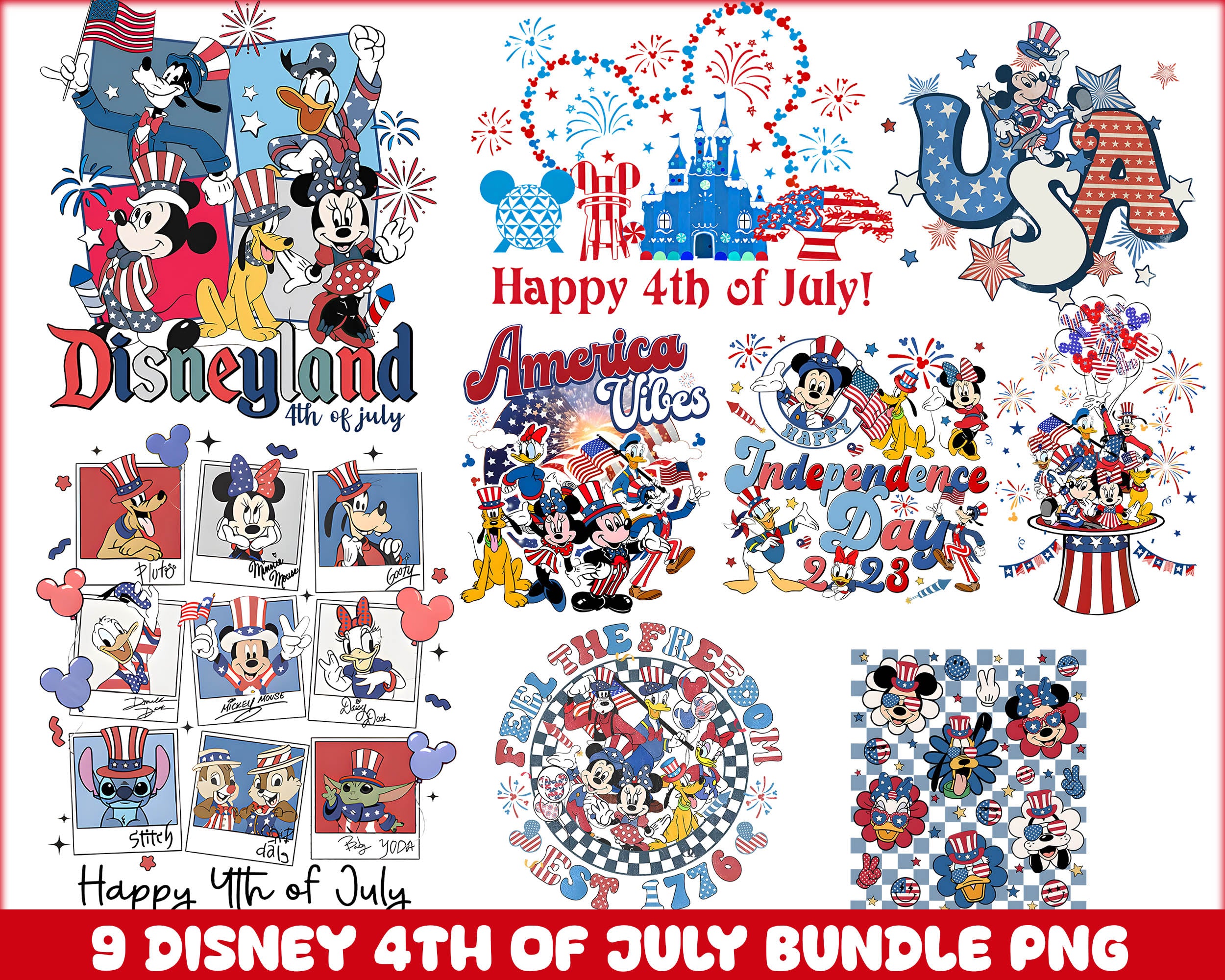 9+ Disney 4th Of July PNG Bundle - Digital Instant Download