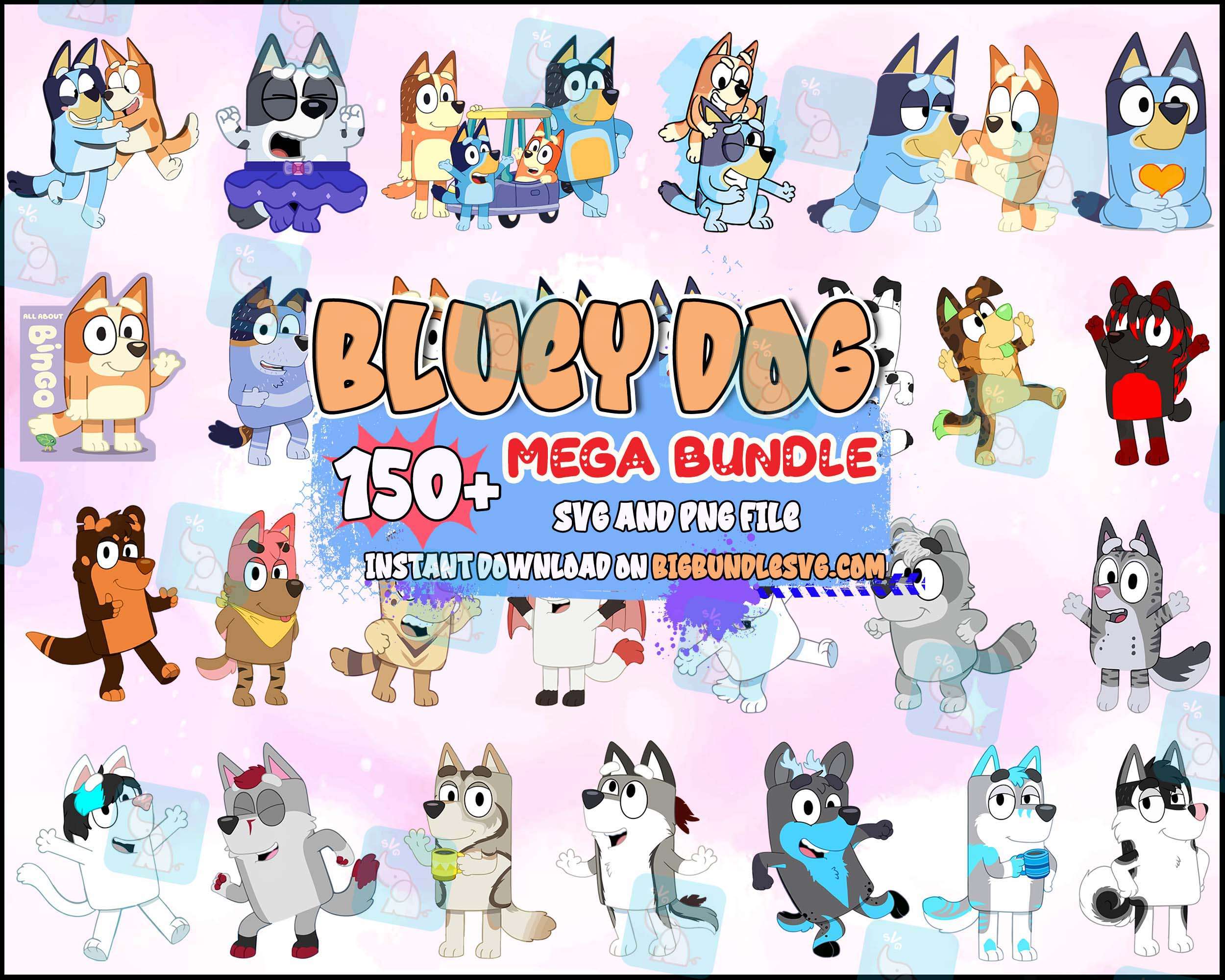 150+ Bluey Bundle SVG, PNG Files - Digital Download