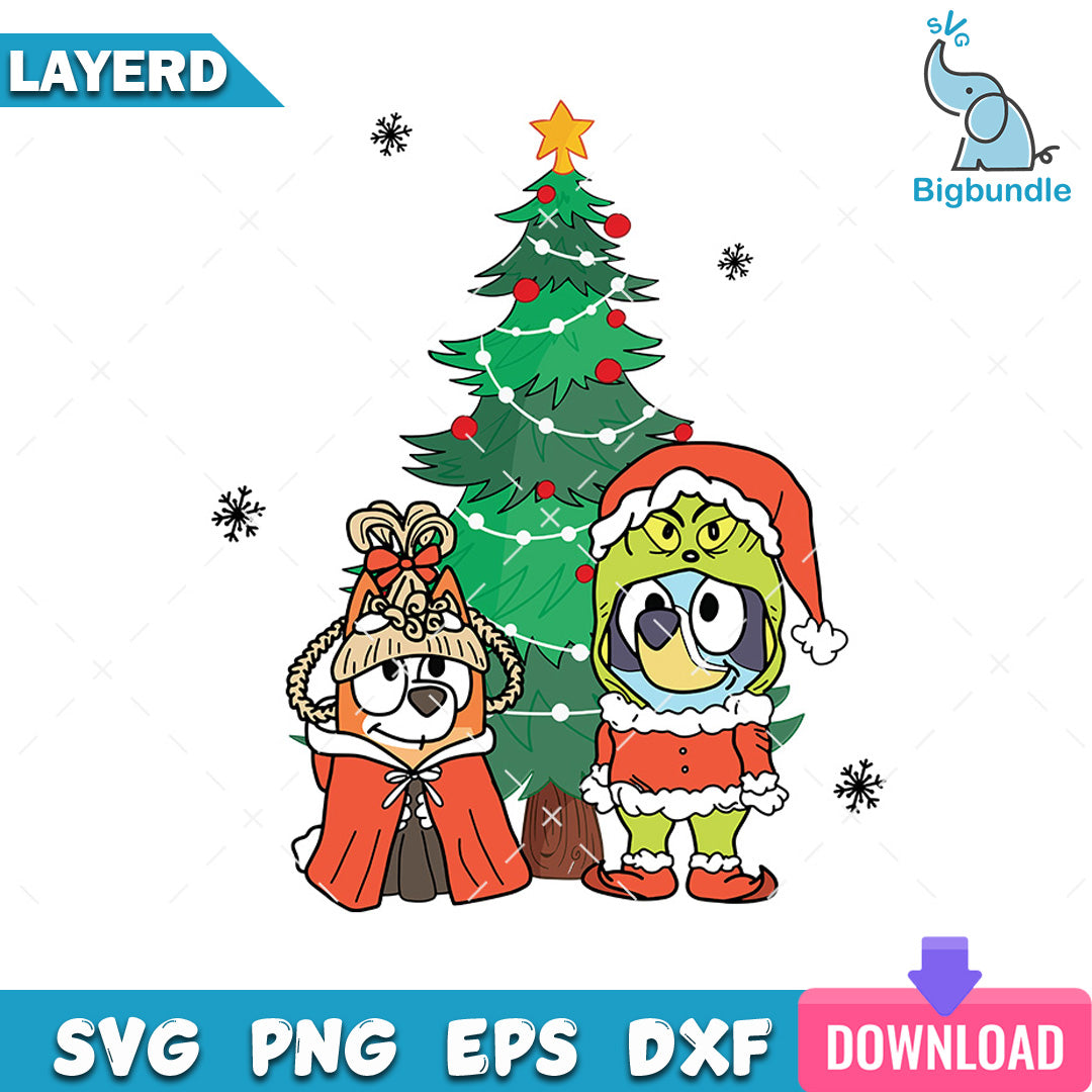 Christmas Bluey Dog Santa Claus SVG
