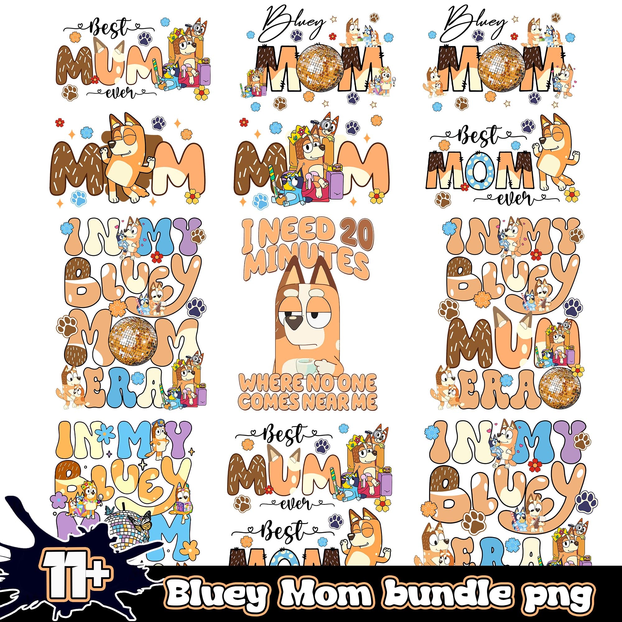 Bluey Mom Bundle 11+ PNG
