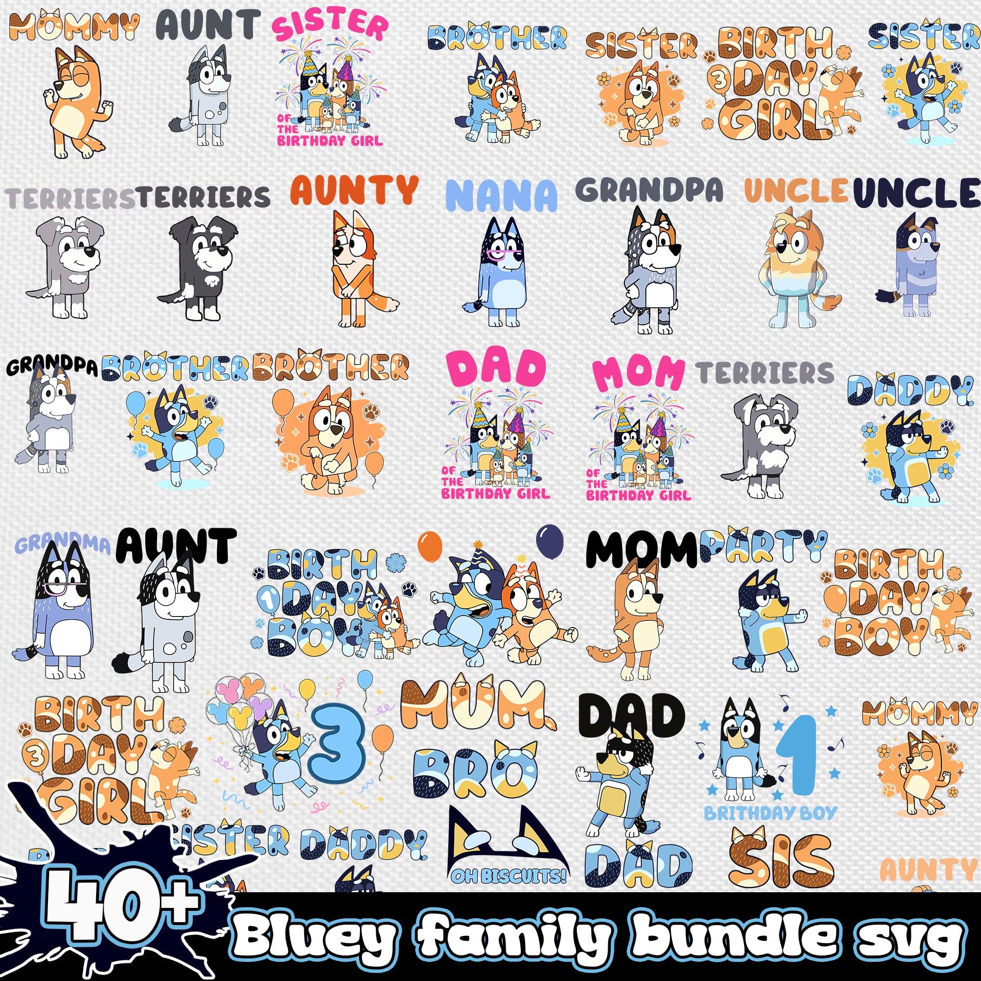 Bluey Family Bundle 40+ SVG 