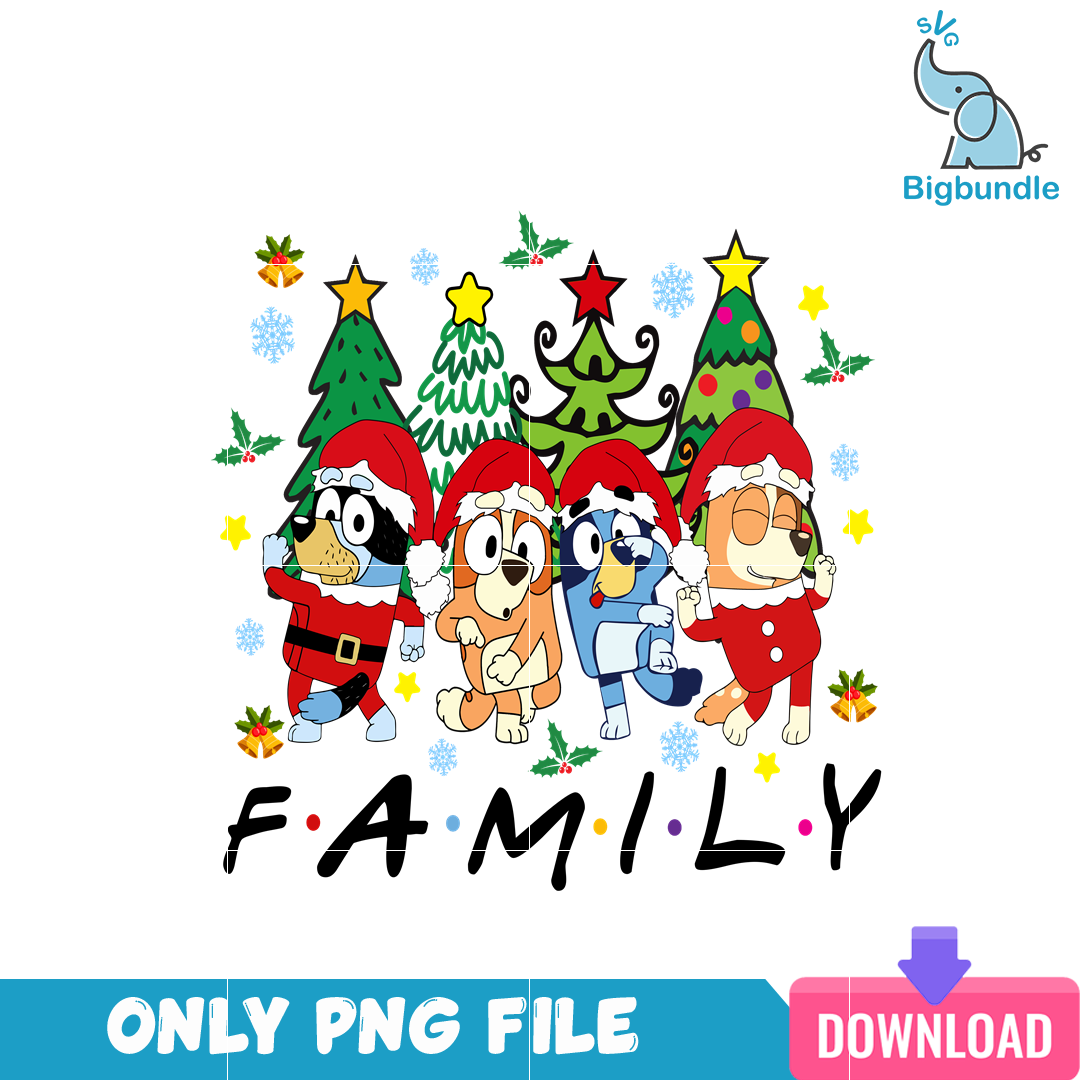 Bluey Christmas Family PNG