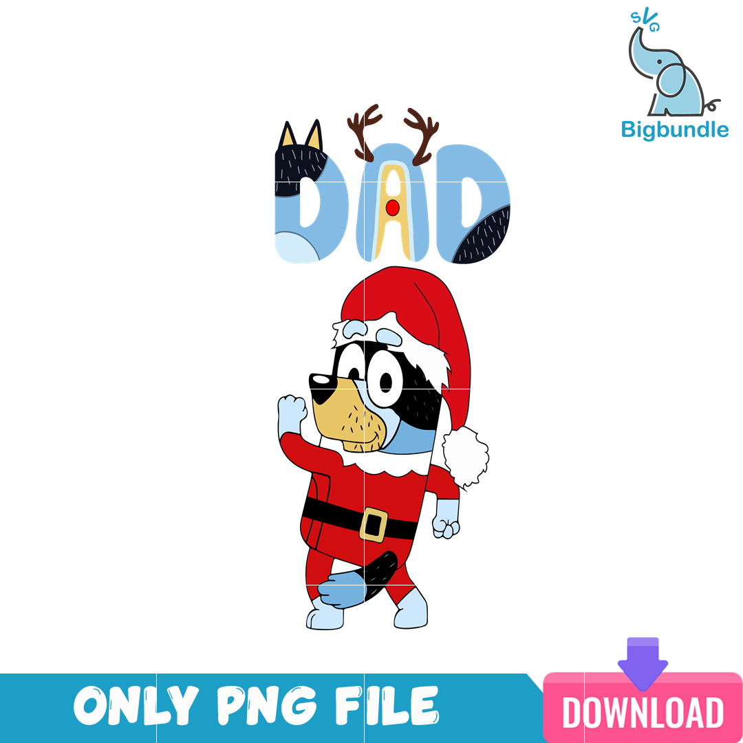 Christmas Bluey Dad Santa Claus PNG