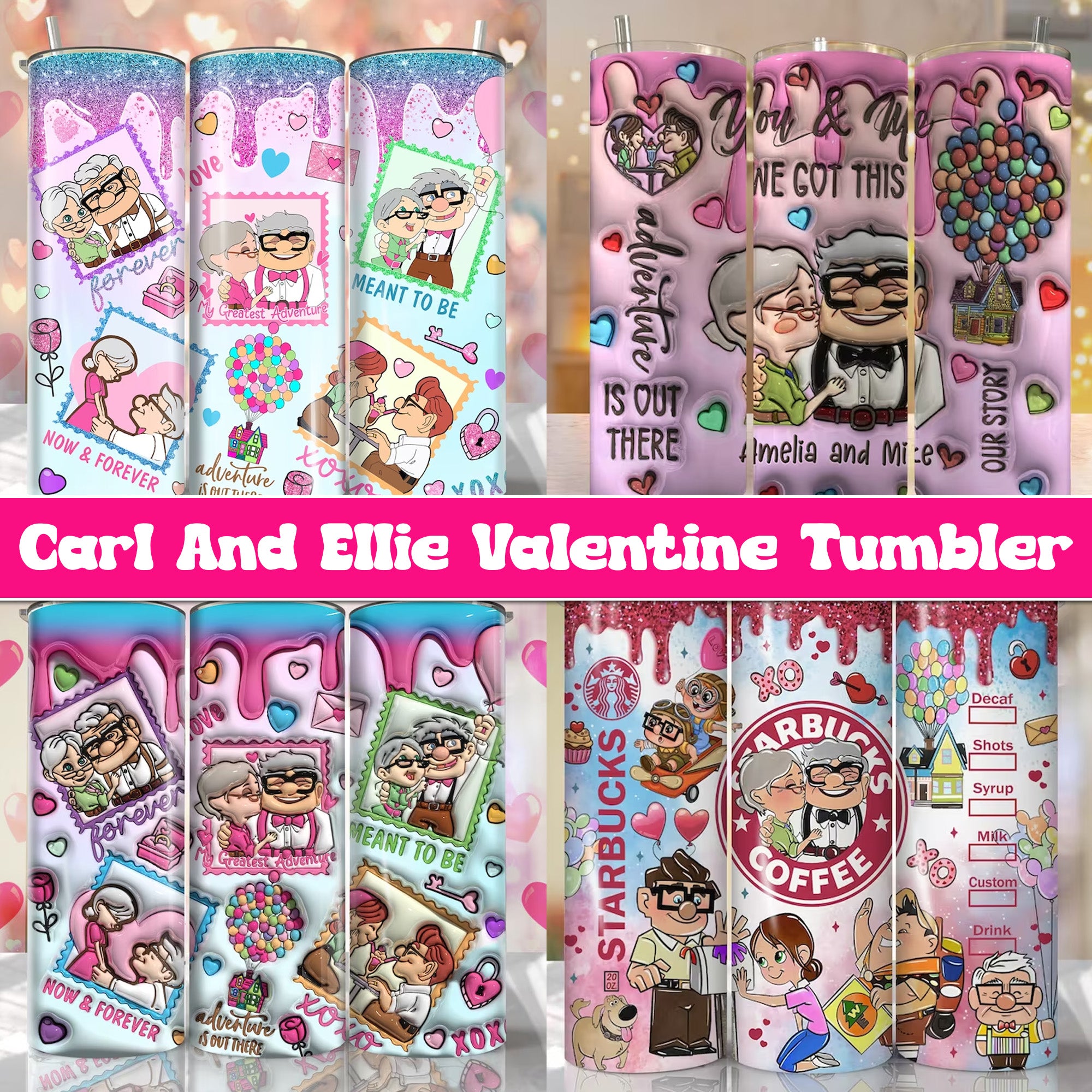 Carl And Ellie Valentine Tumbler 20oz bundle png