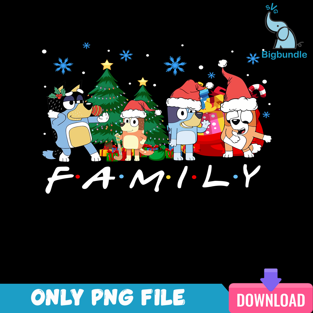 Bluey Family Cartoon Christmas PNG 