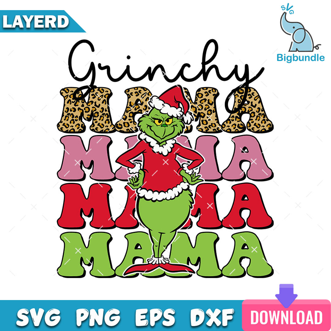Christmas Grinchy Mama SVG DXF EPS PNG Cut File