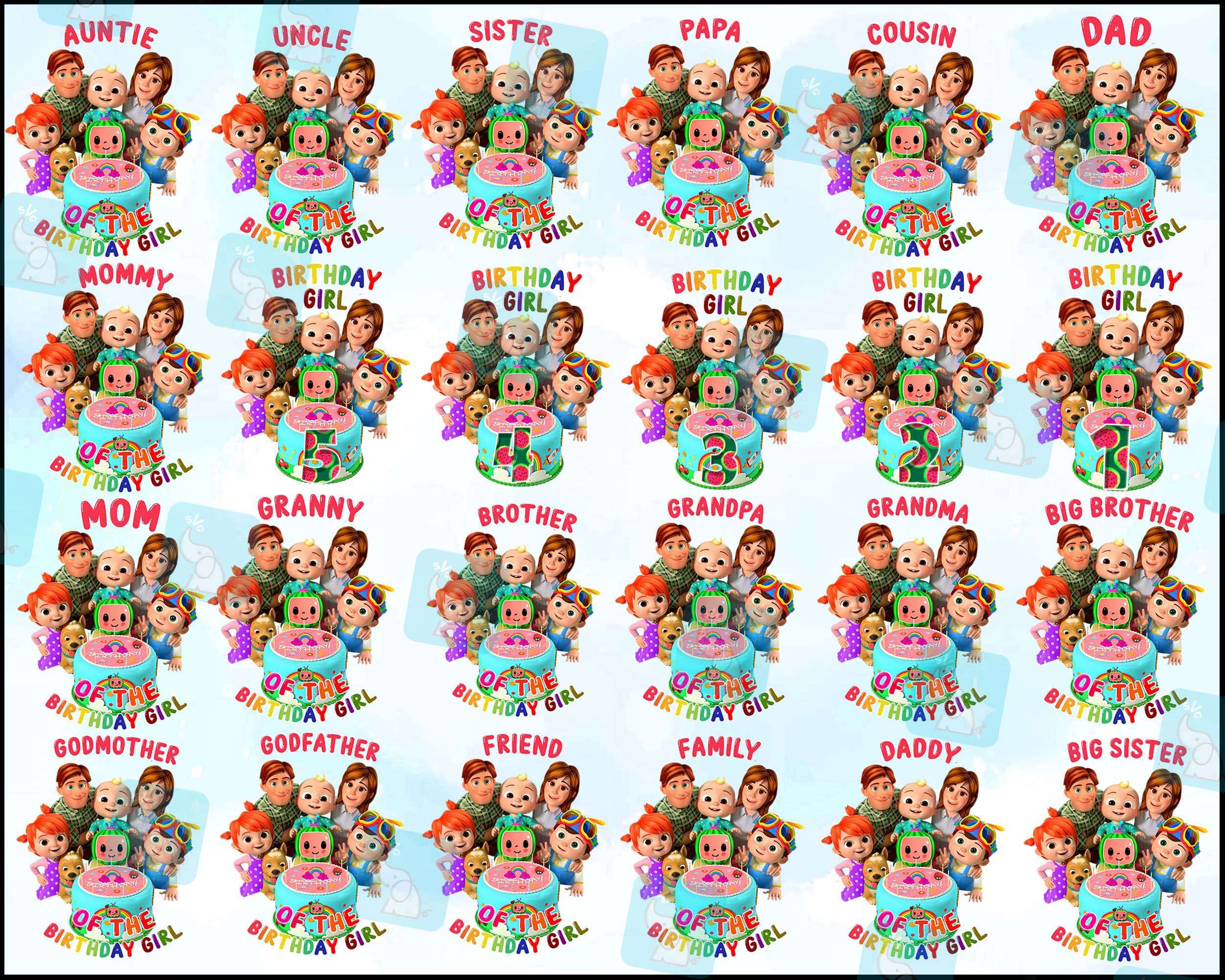 24+ Cocomelon Bundle Family, PNG Cocomelon Kids, PNG, Cocomelon birthday girl, Kid-life files for sublimation