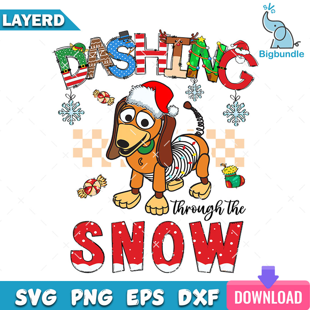 Slinky Dog Dashing Through The Snow SVG