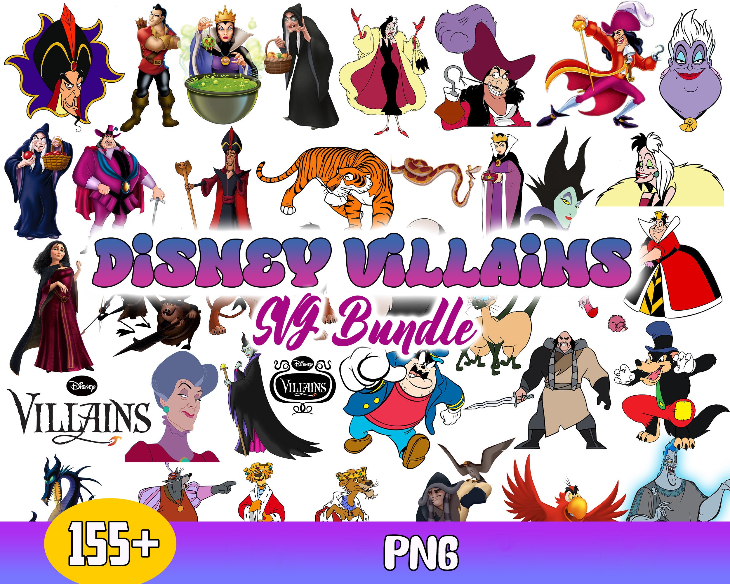 155+ Disney Villains Bundle PNG - Digital Download