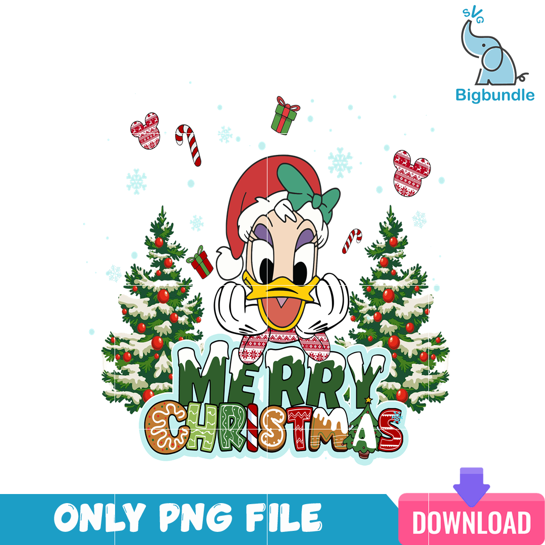 Disney Cute Daisy Duck Merry Christmas PNG