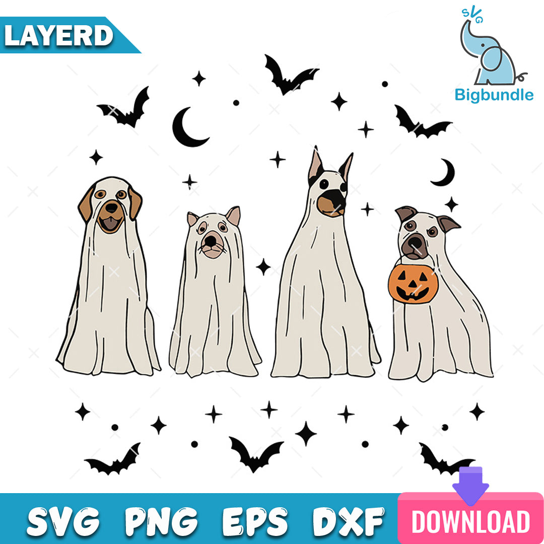 Ghost Dog Retro Spooky Season SVG