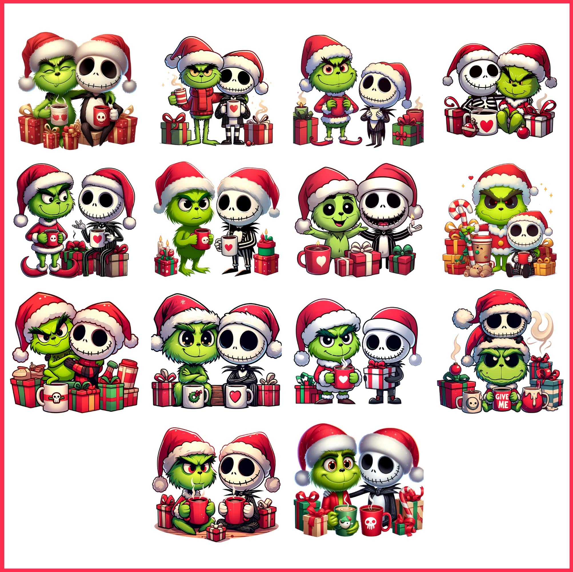 Jack and grinch Boujee christmas Png Bundle