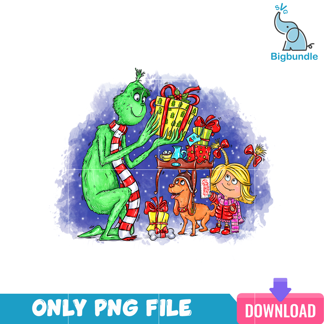 Grinch Have Christmas Gifts PNG