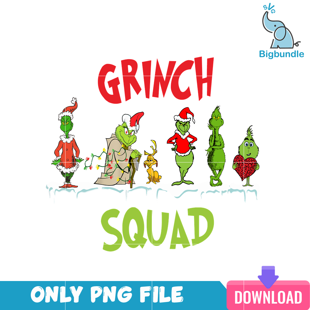 Santa Grinch Squad PNG