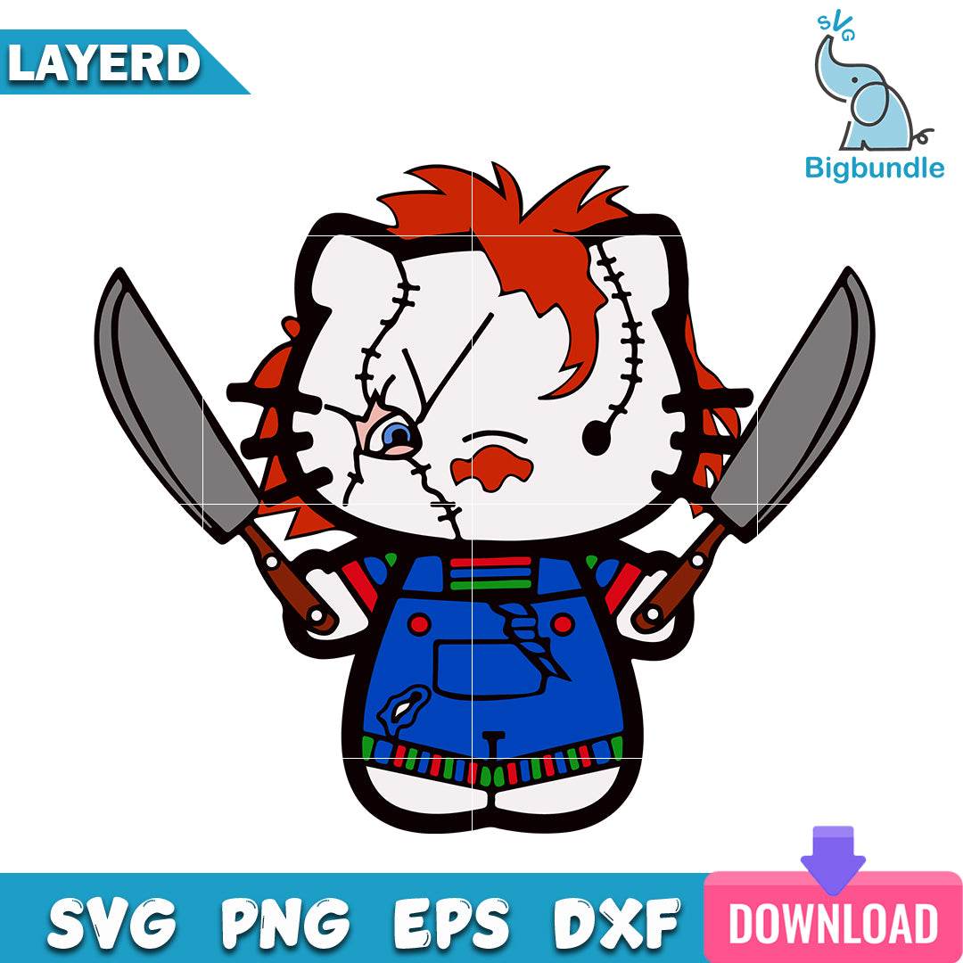 Hello Kitty Chucky halloween, halloween png, svg, eps, dxf, Digital download.