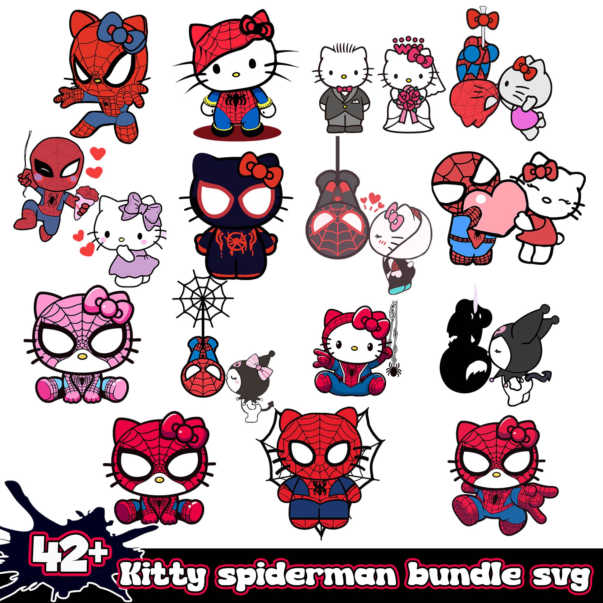 Hello kitty spiderman bundle svg