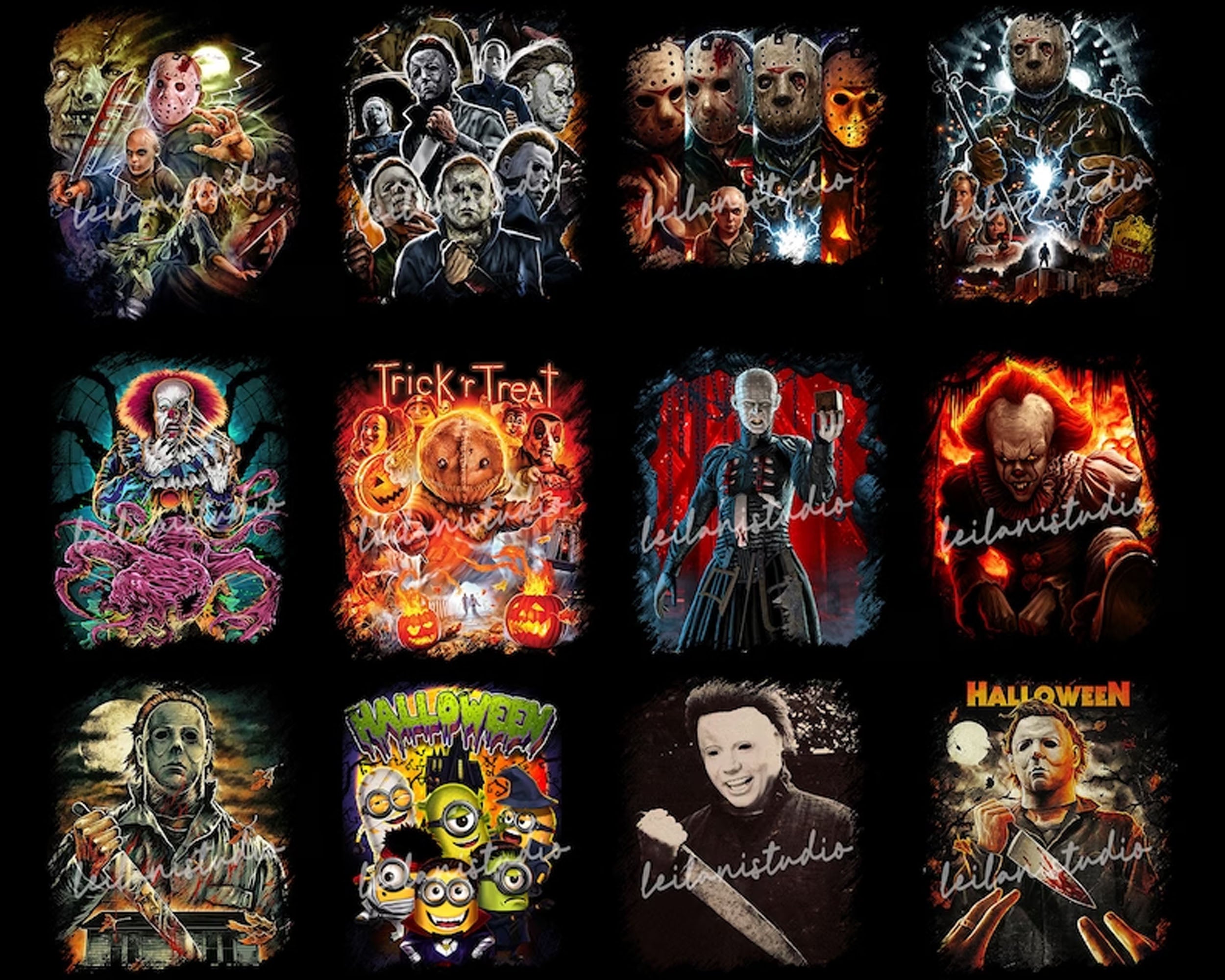 Horror Characters 30+ Designs Png Clipart Bundle, Horror Png Bundle, Halloween PNG