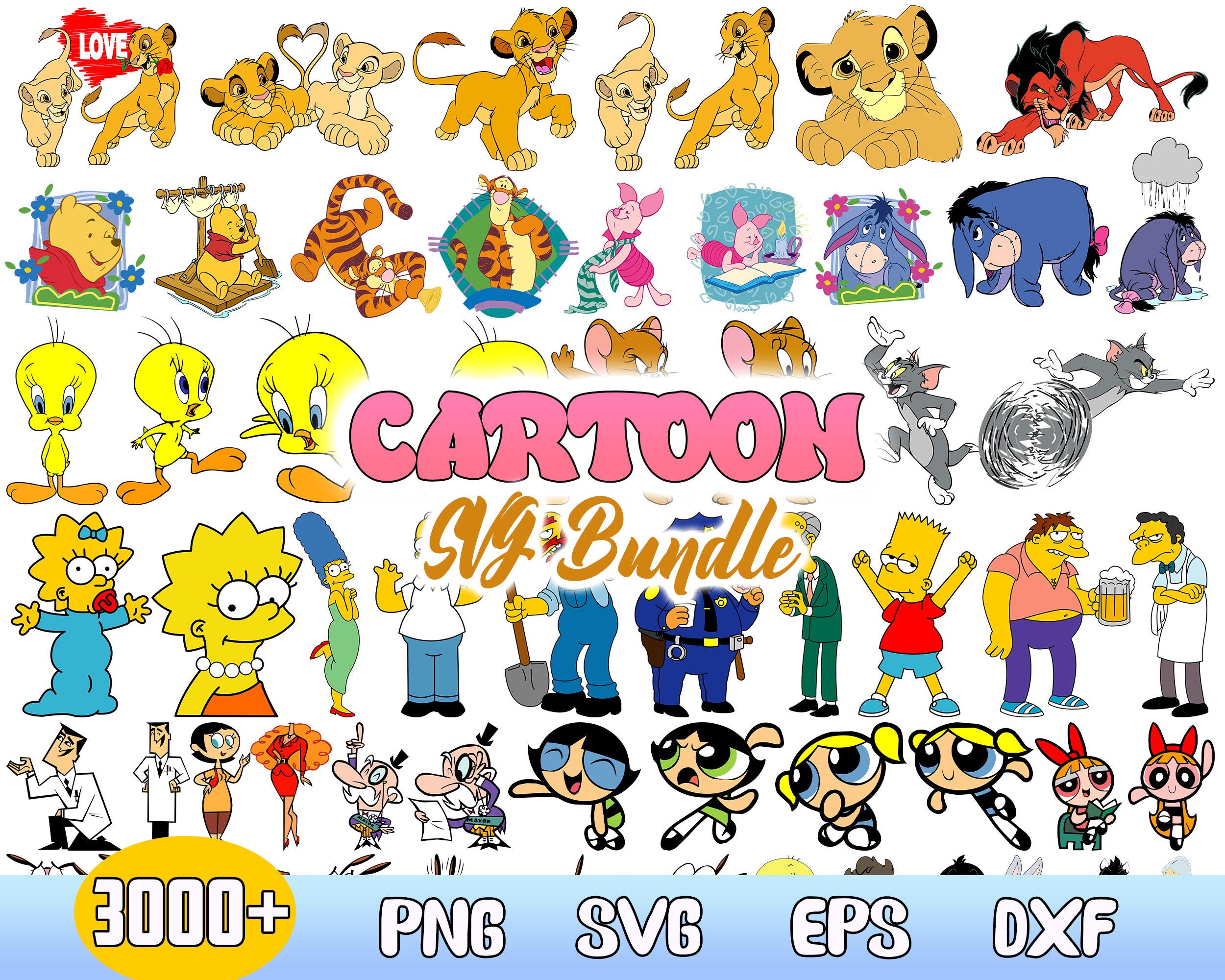 3000 Cartoon Images SVG, Clipart, SVG Bundle, SVG for Tshirts, Looney Tune svg, svg Cartoon Bundle