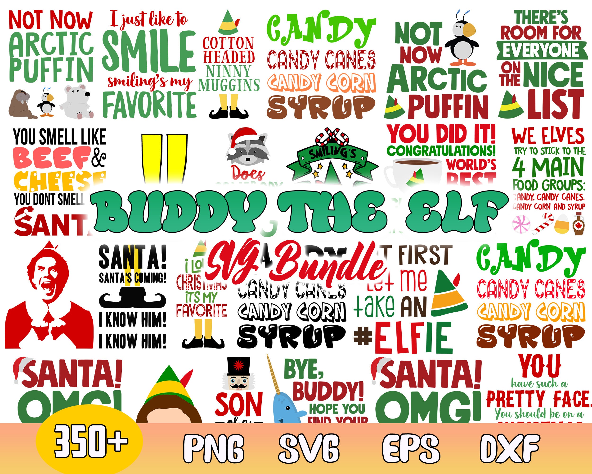 350+ Buddy The Elf SVG bundle, Christmas Friends SVG digital bundle, Xmas friends designs bundle in PNG eps dxf formats, Digital files