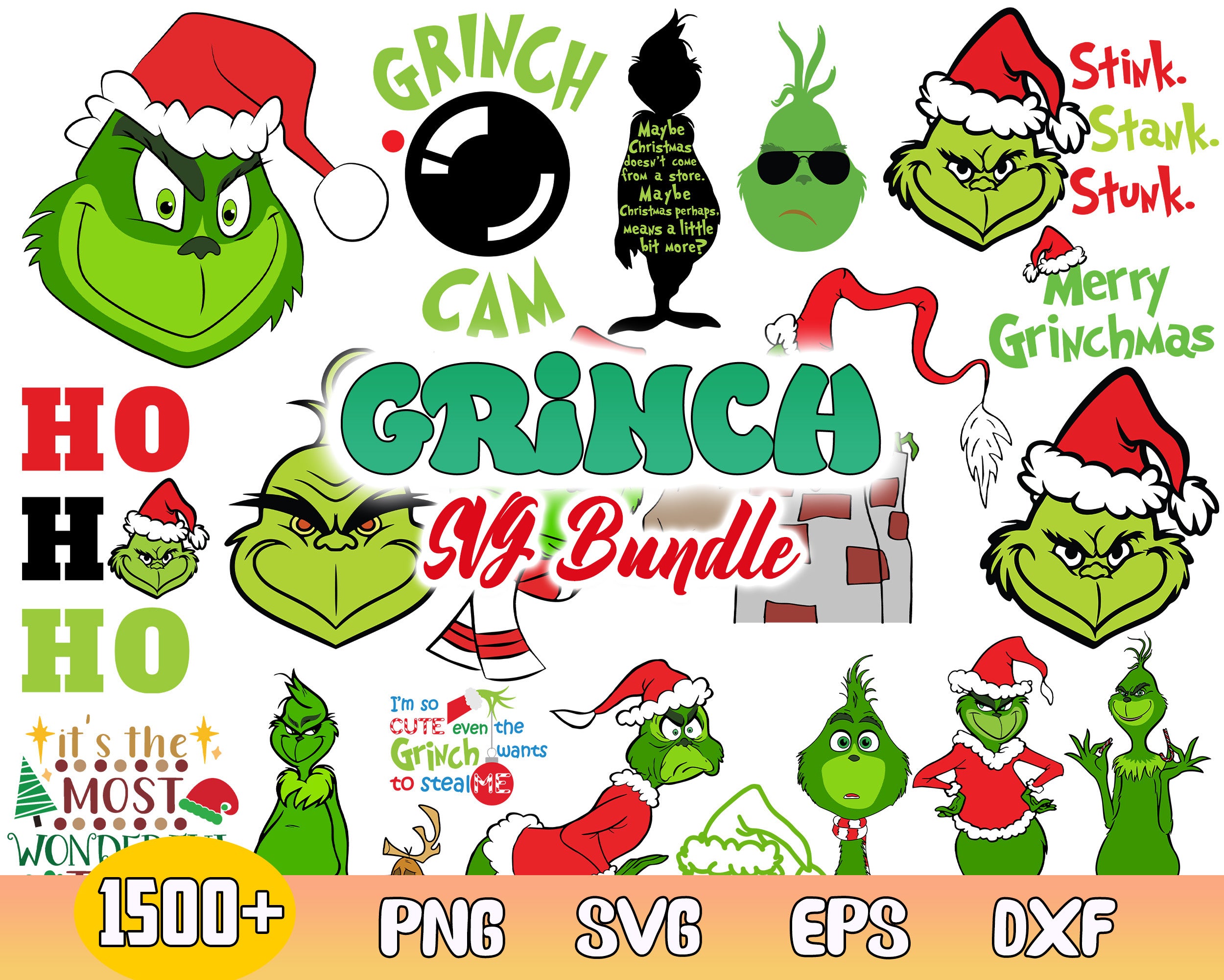Version 3.0 - Ultimate Grinch Bundle SVG, Combo Grinch SVG, Grinch Cutting Image, Christmas Grinch svg png eps dxf jpg