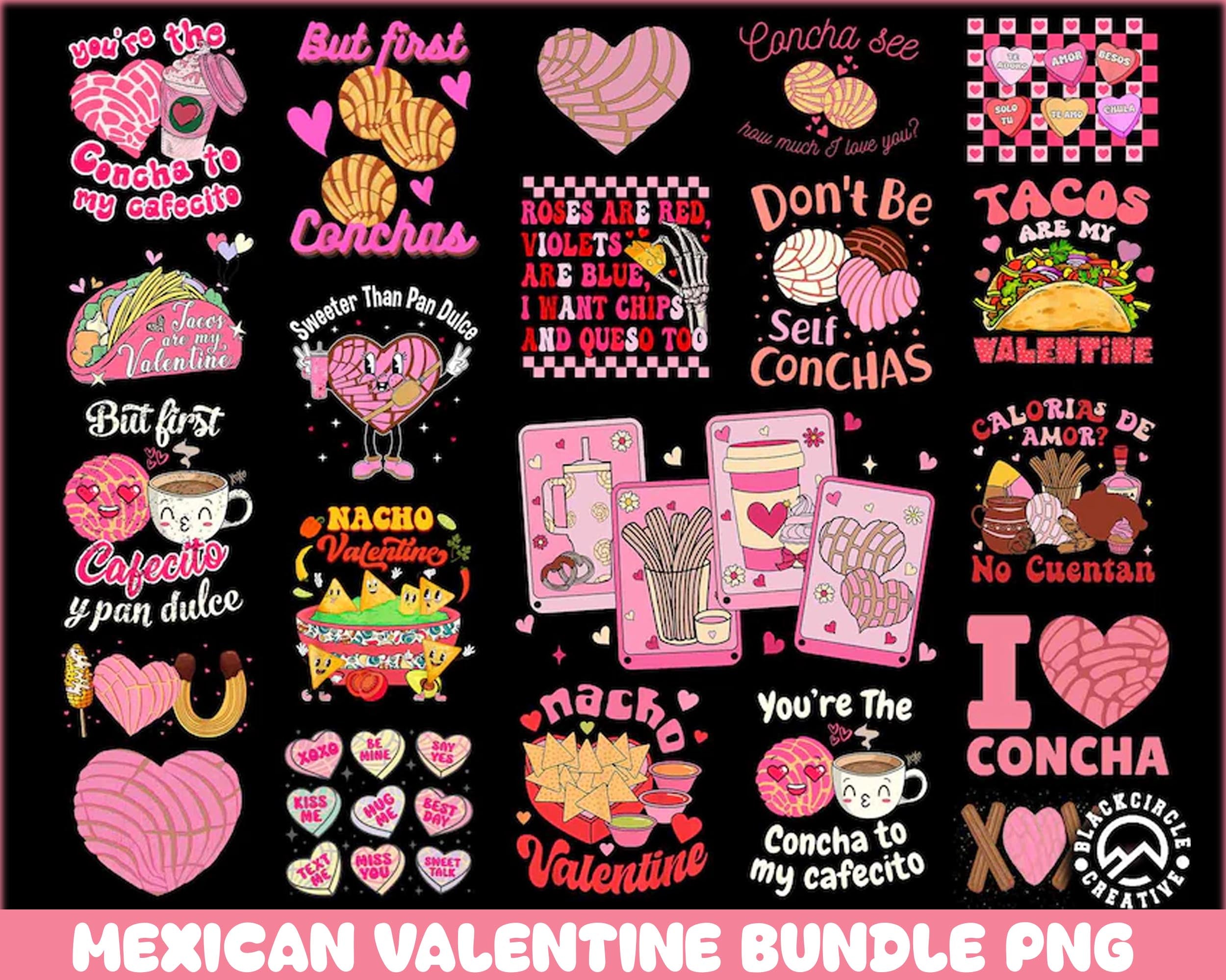 Mexican Valentine Png Bundle, Valentine's Day Png, Retro Valentine Png