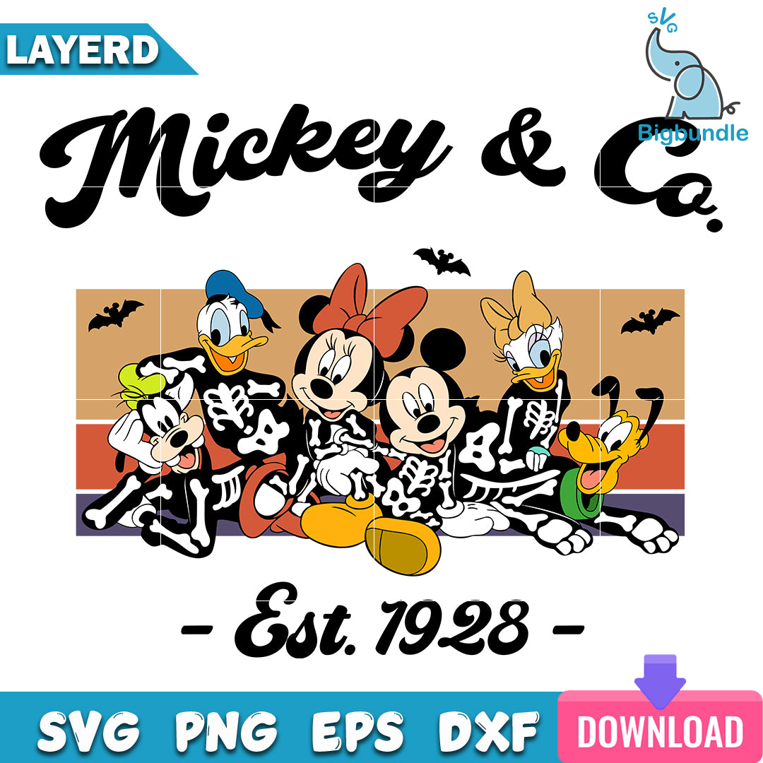 Mickey & co mickey friends skeleton halloween