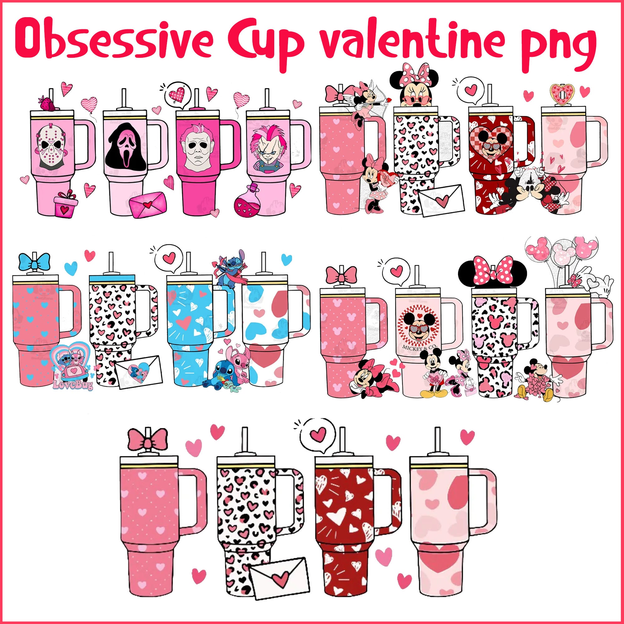 Retro Obsessive Cup Disorder Valentine's Day Png bundle