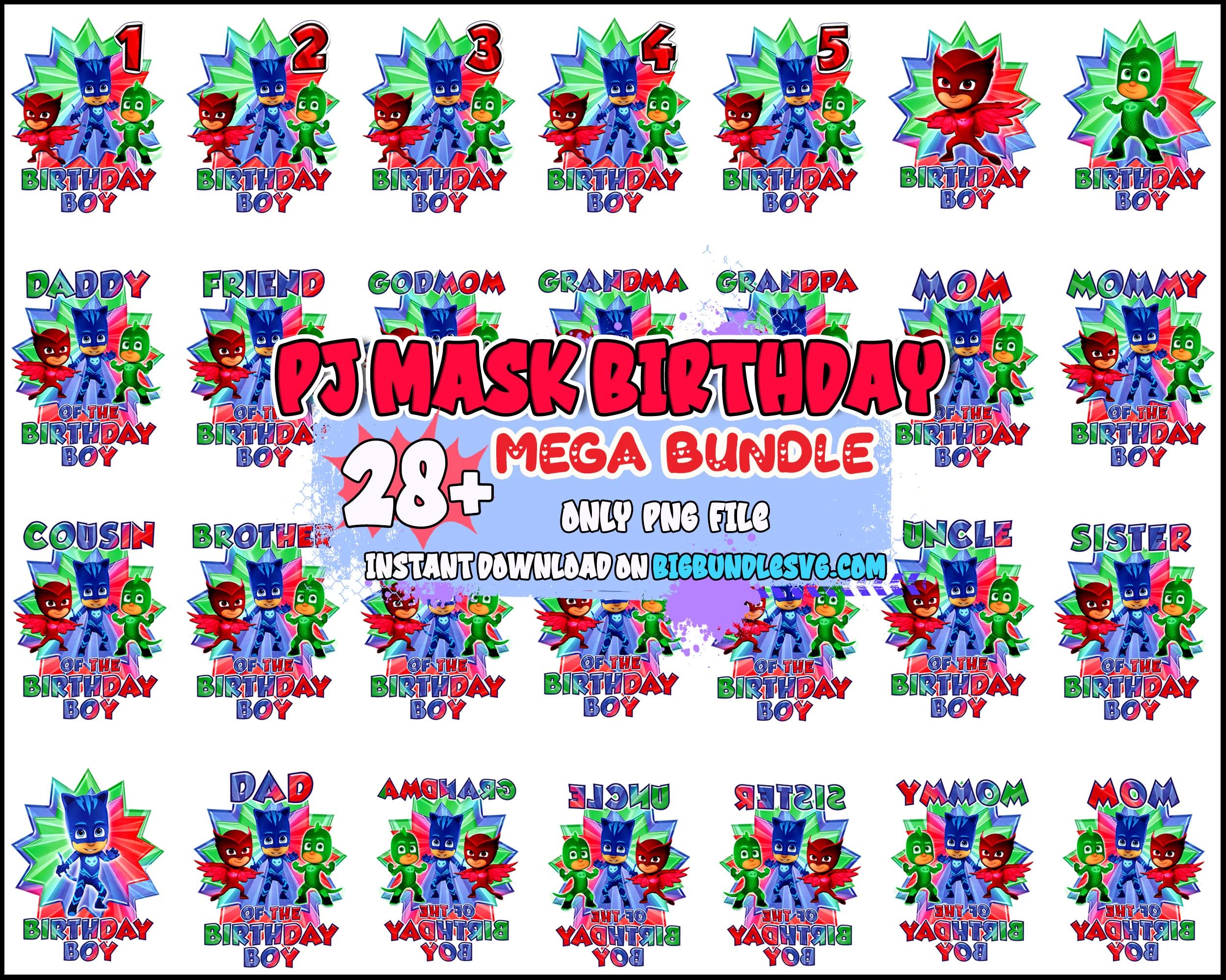 23+ PJ Masks PNG Bundle, PJ masks png bundle, Layered SVG, Cricut, Cut files download.