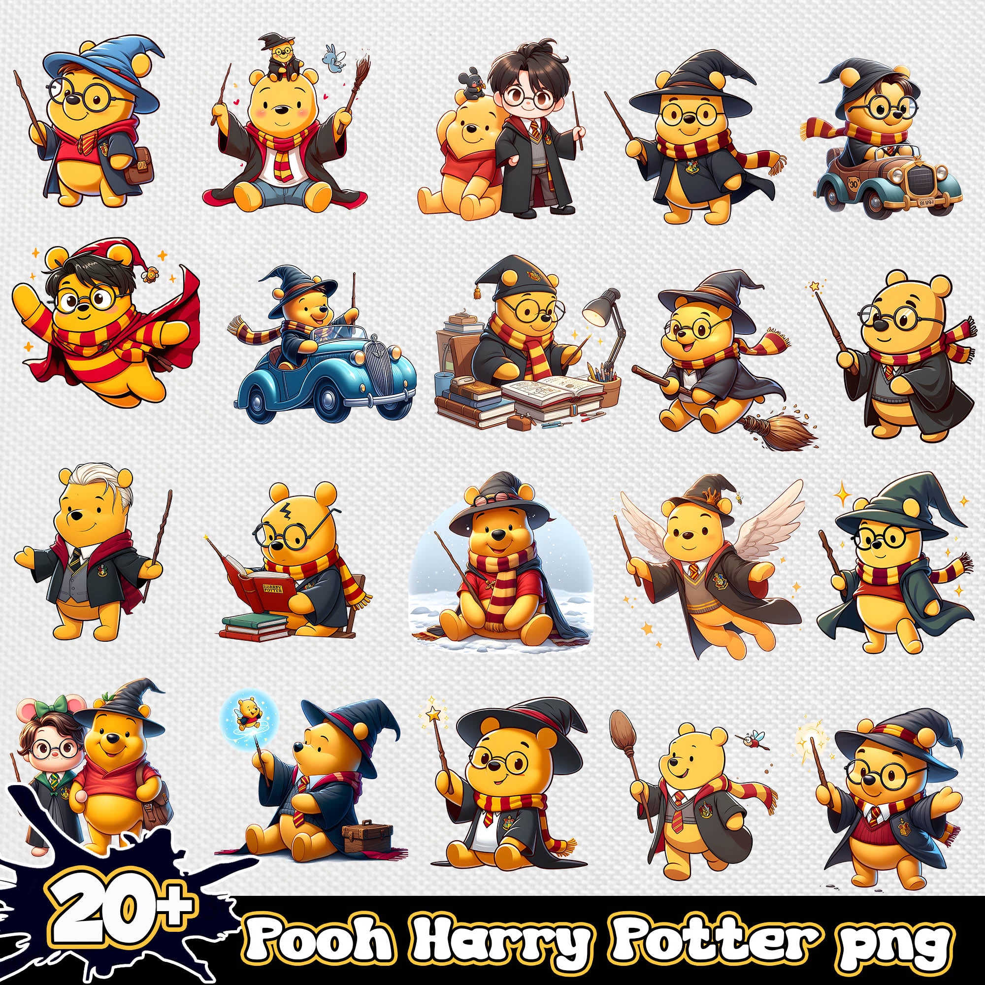 Pooh harry potter png bundle