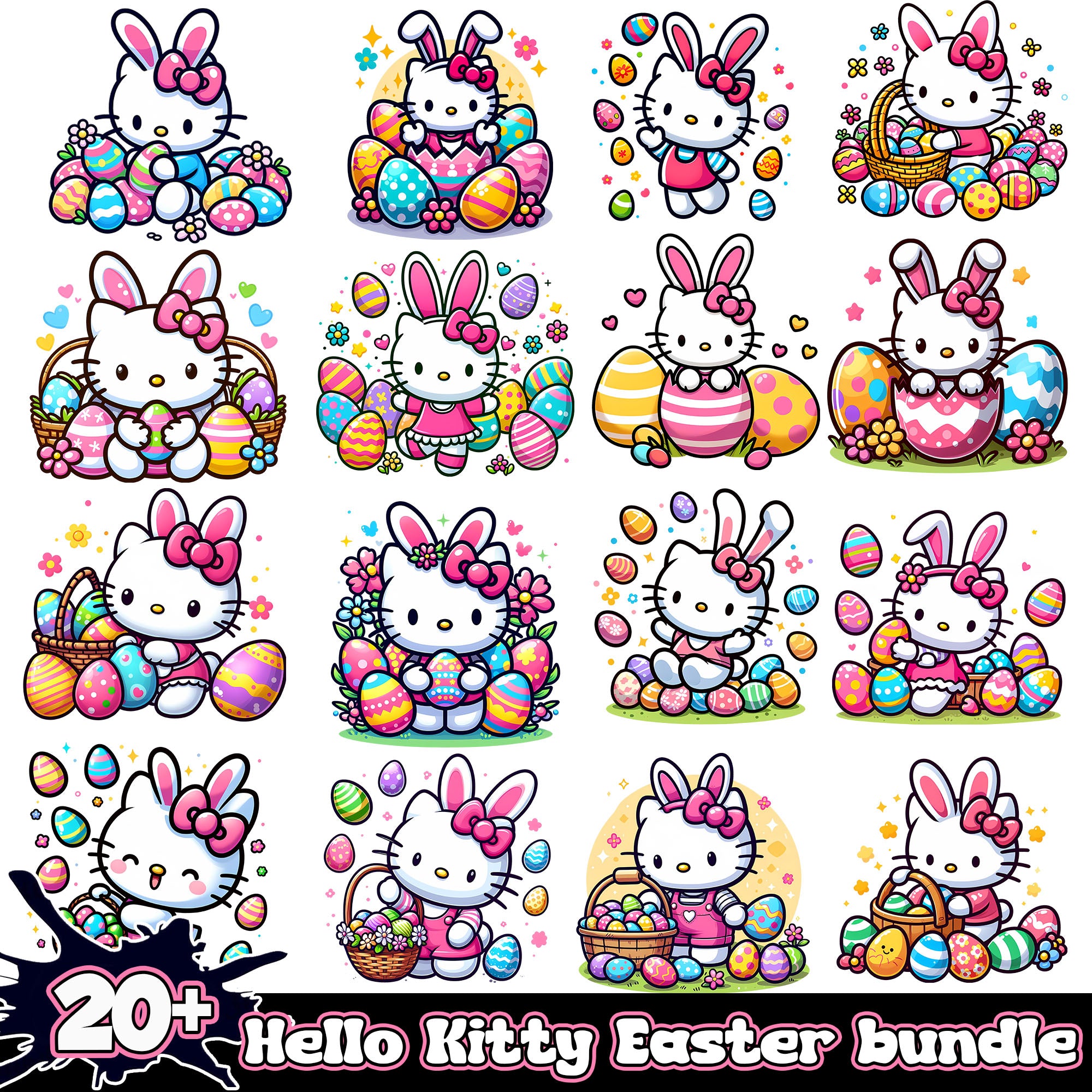 Rabbit Hello Kitty Easter bundle png
