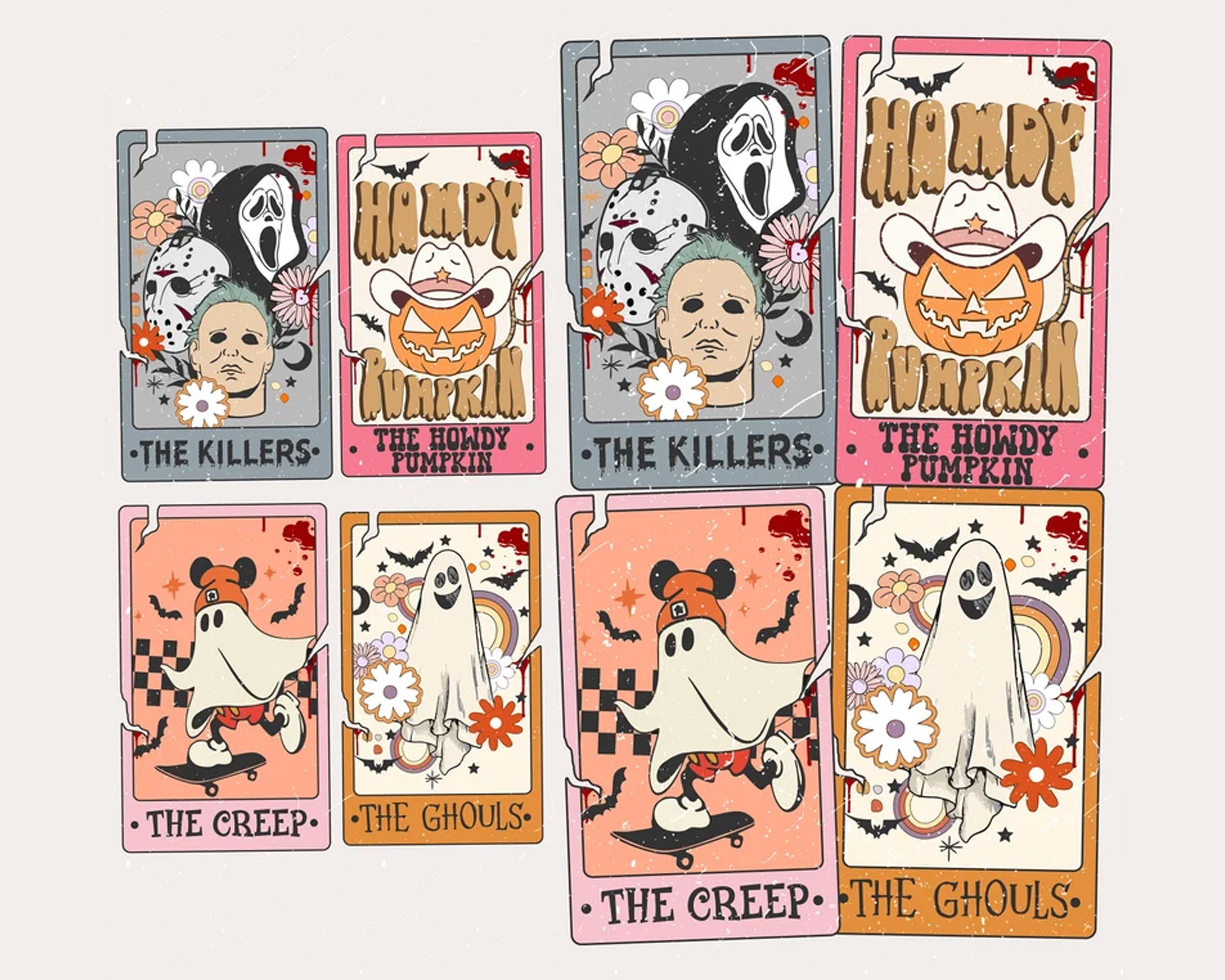 Retro Halloween Tarot Card Png Bundle, Retro Halloween Png, Halloween png