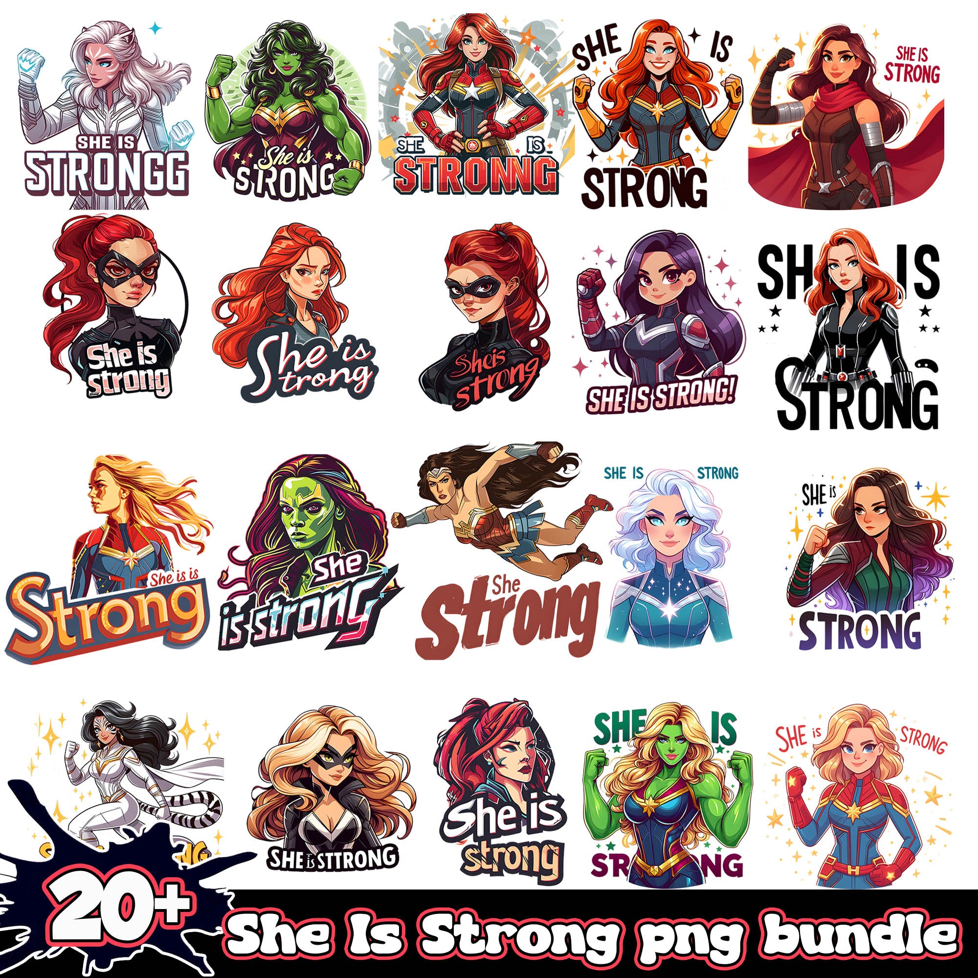 Supper hero She Is Strong png bundle