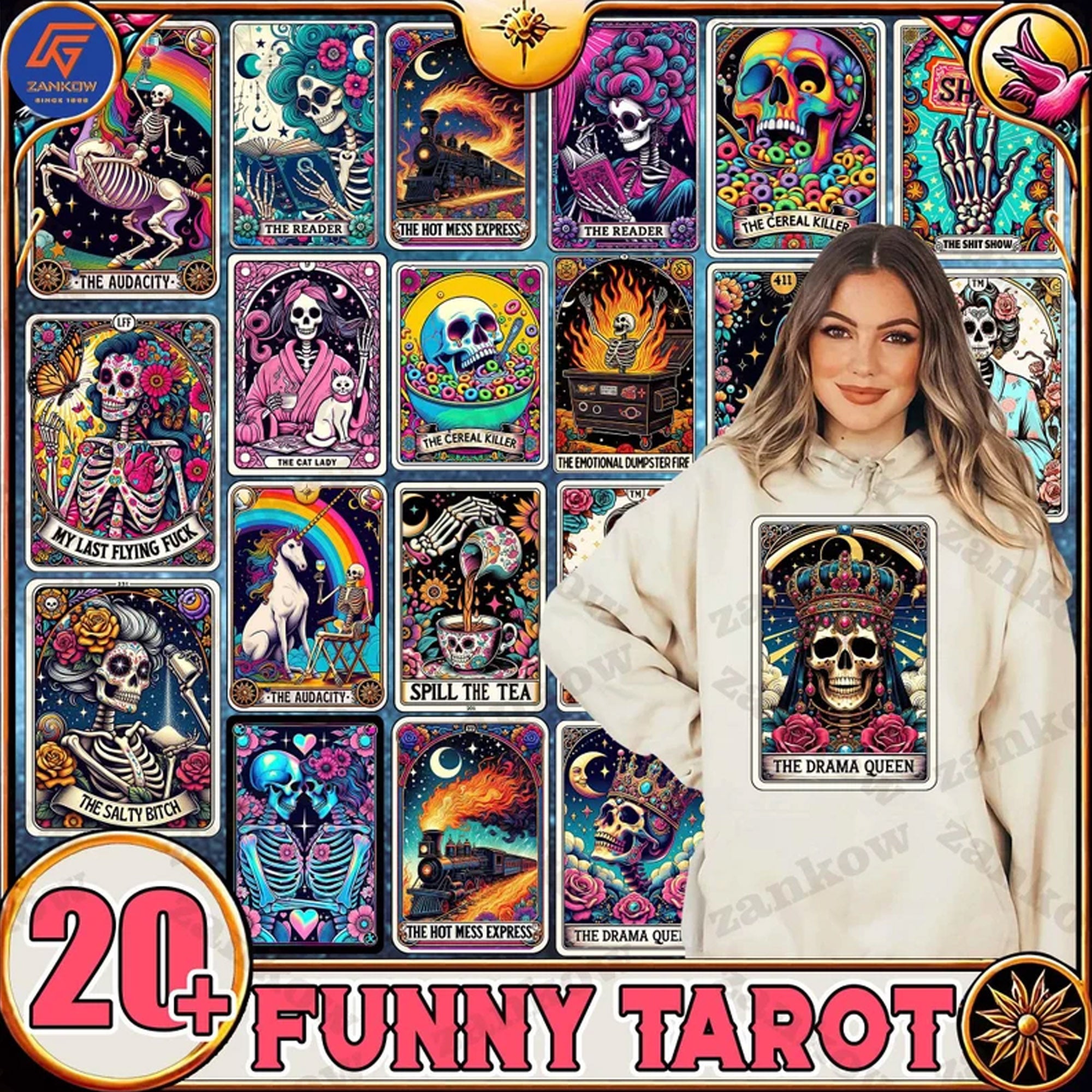 Snarky Funny Tarot Card Bundle 20+ PNG