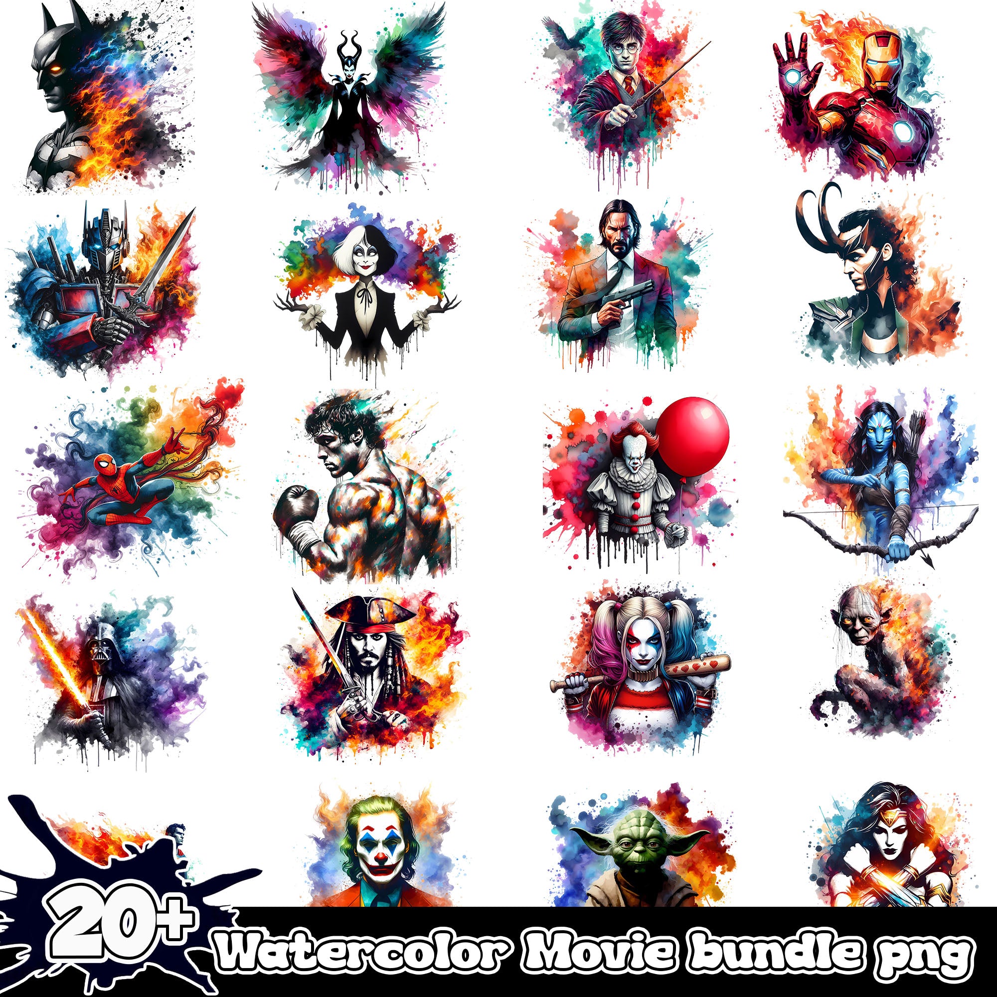 Movie Watercolor png bundle