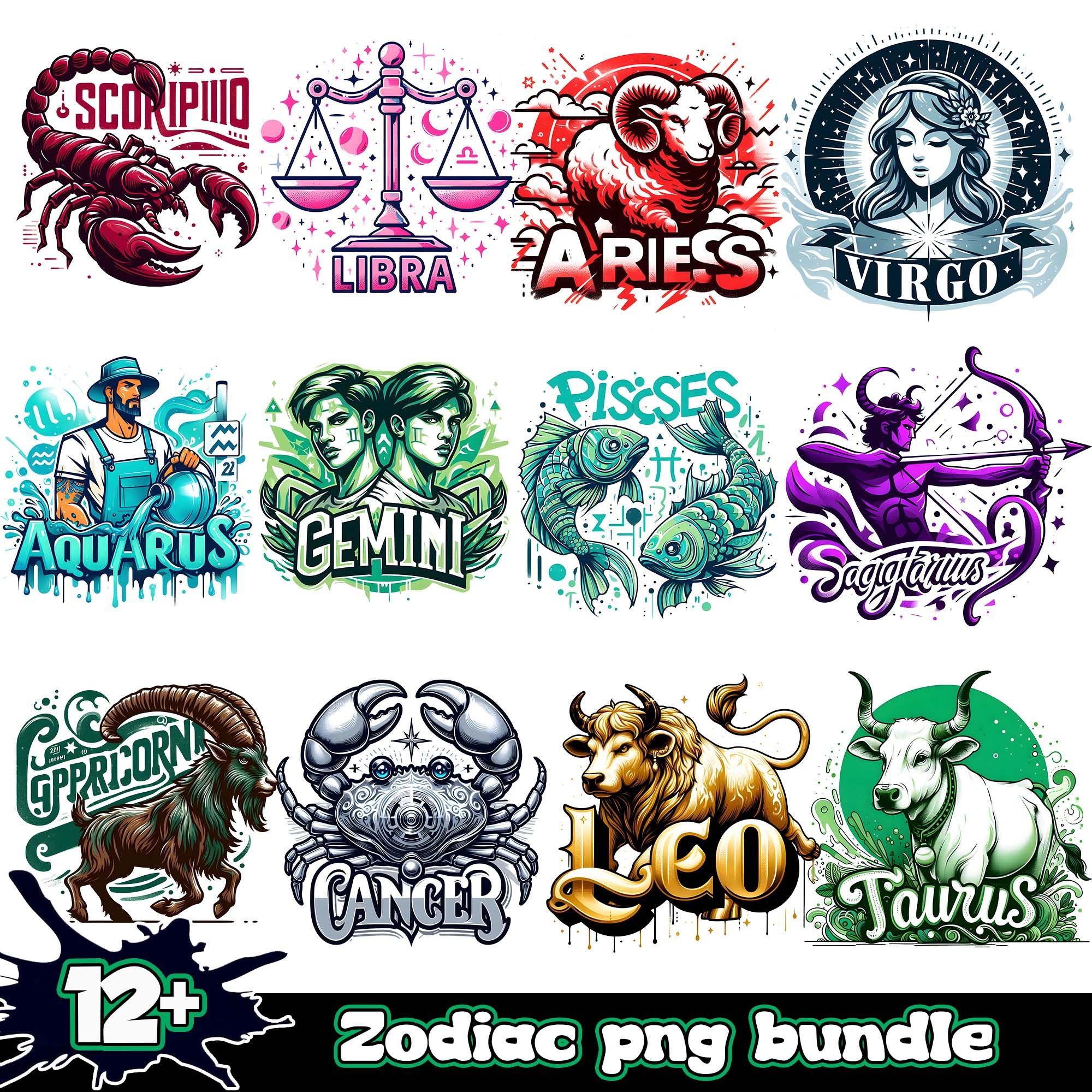 Zodiac Bundle 12+ PNG 