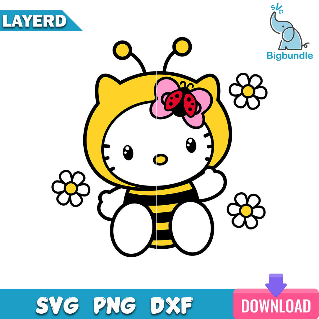 Bee Hello Kitty Svg, Hello Kitty Svg, Instant Download, SG19062306