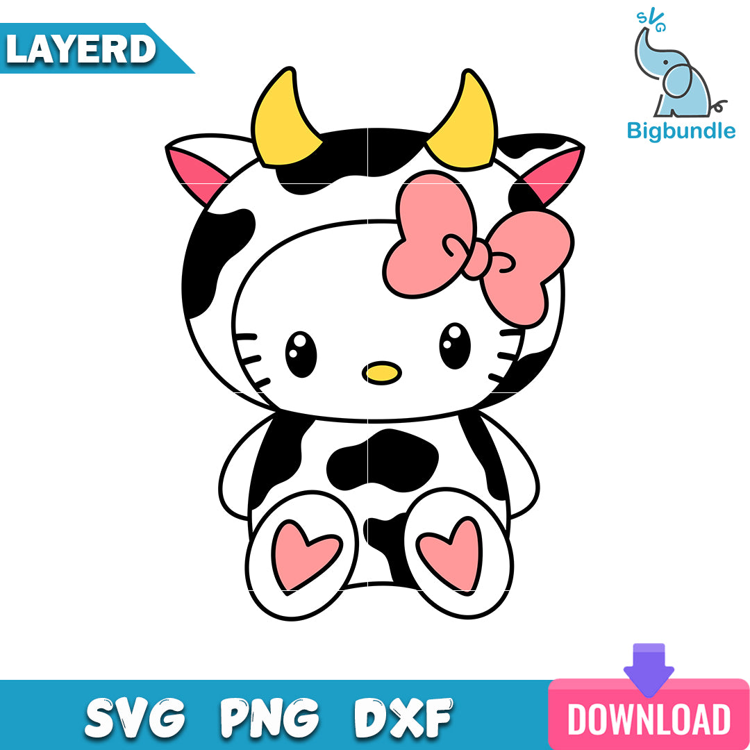 Cow Hello Kitty Svg, Hello Kitty, Instant Download, SG19062313