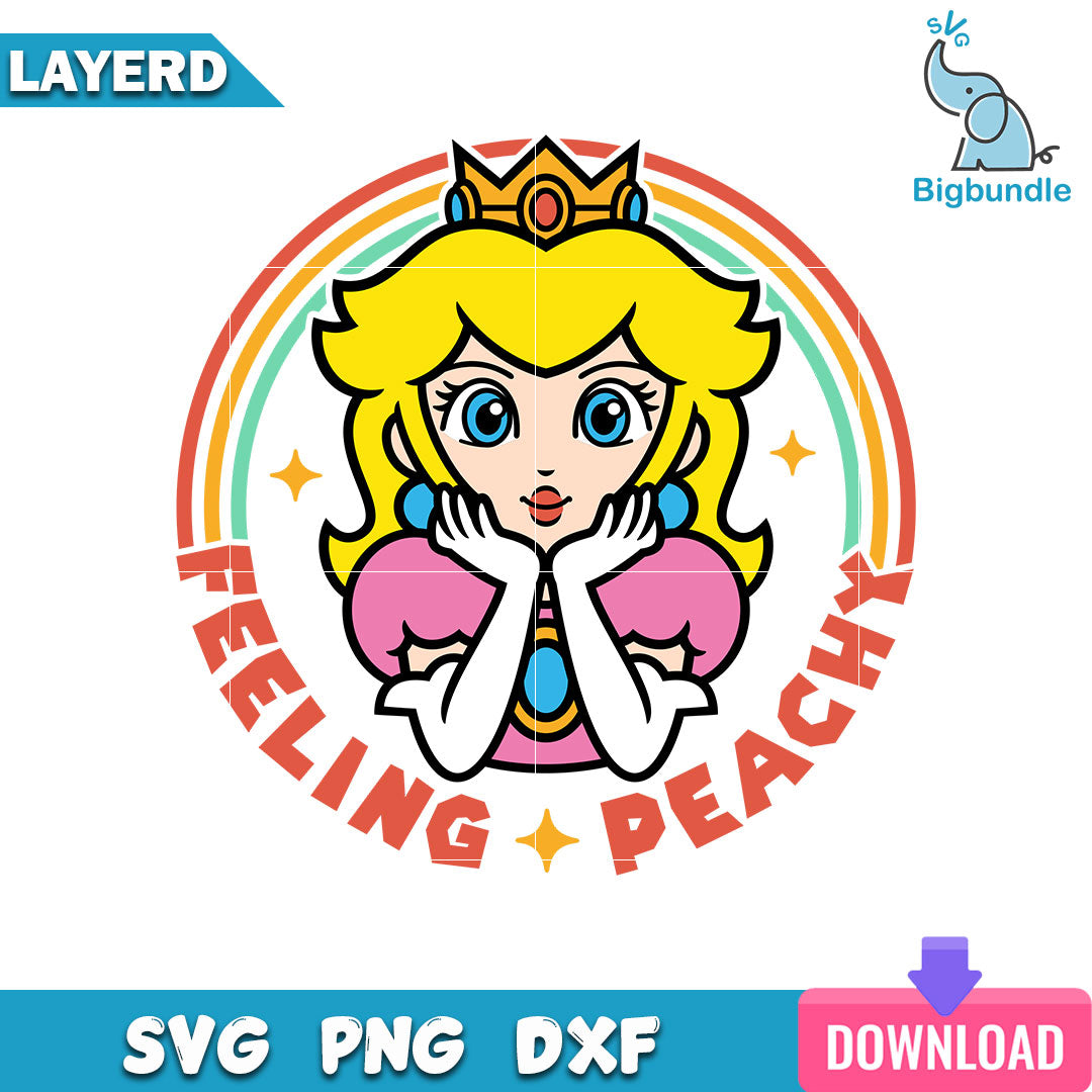 Feeling Peachy Svg, Princess Peach Svg, Super Mario Svg, SG19062317