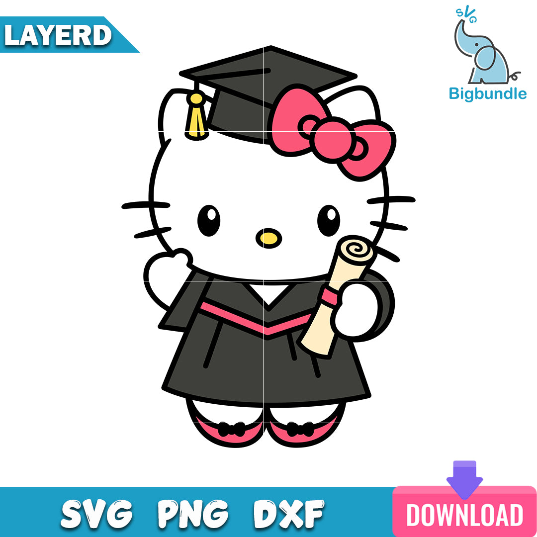 Graduate Hello Kitty Svg, Hello Kitty Svg, Cartoon Svg, SG19062319