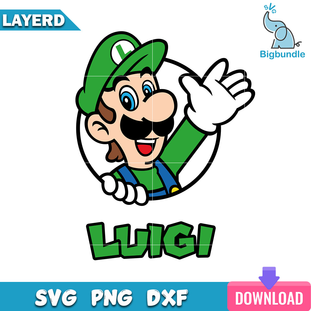 Luigi Mario Svg, Super Mario Svg, Instant Download, SG19062327