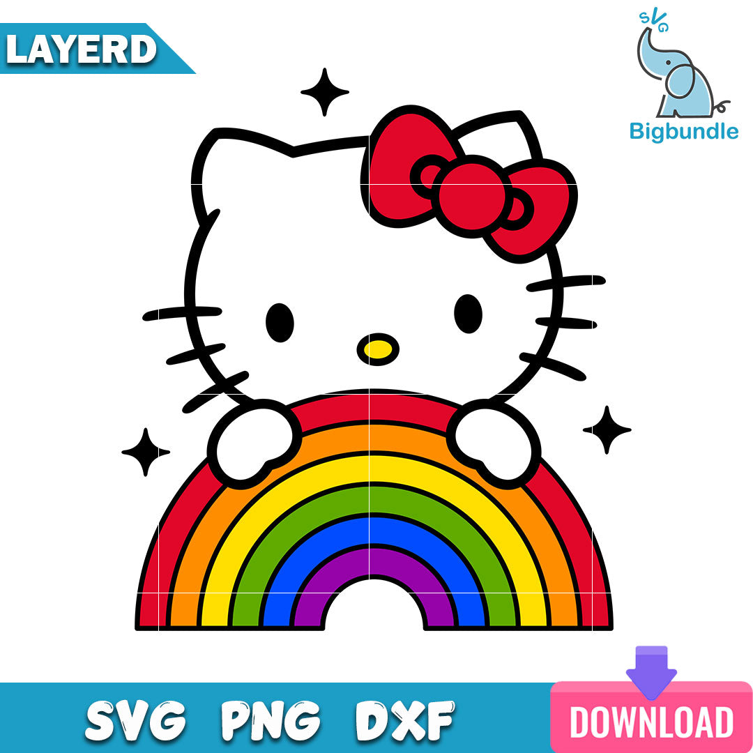 Pride Rainbow Hello Kitty Svg, Hello Kitty Svg, Cartoon Svg, SG19062344